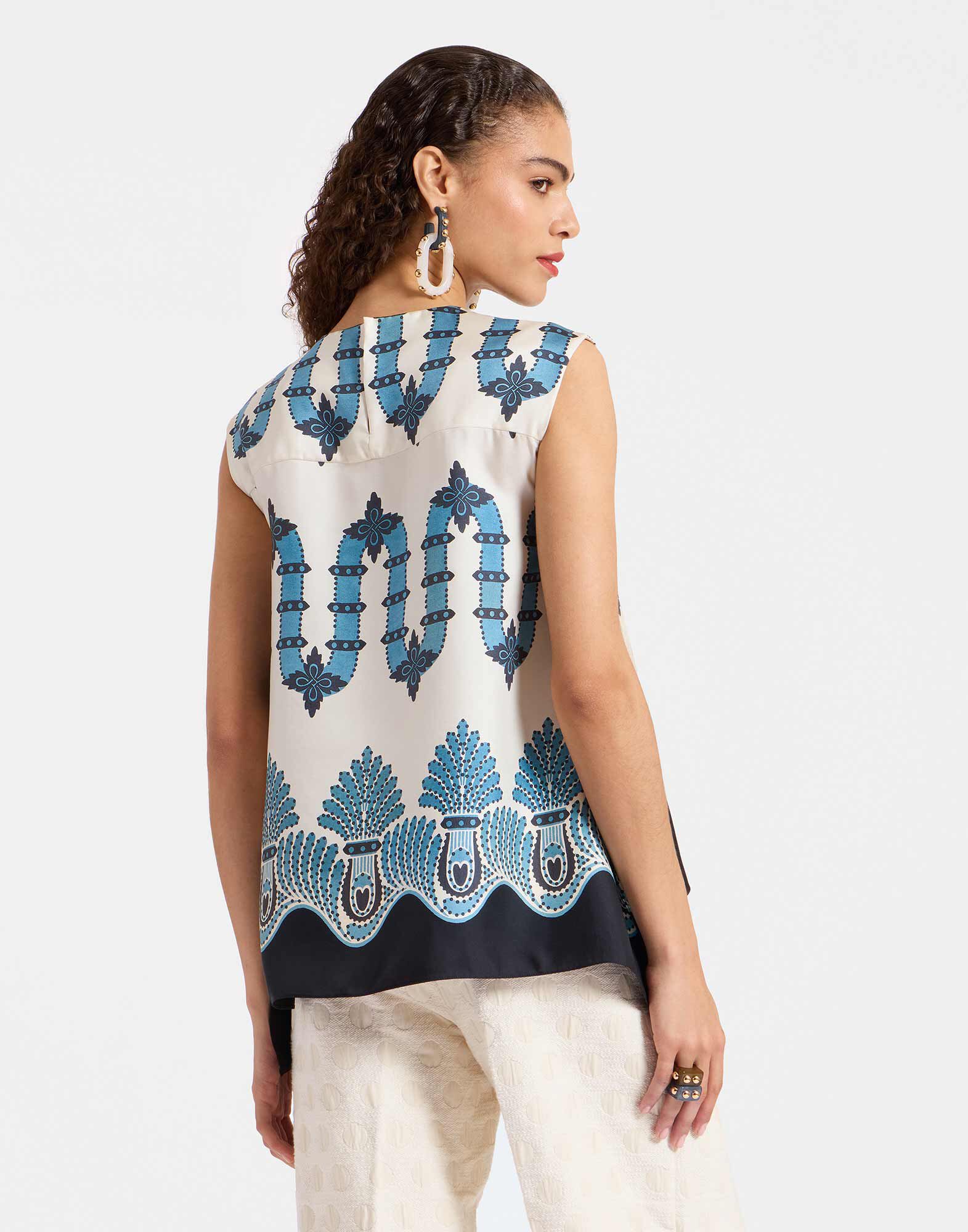 La DoubleJ San Carlo Top Scirocco Plac&eacute;e Ivory TOP0092SIL001SCI03WH04