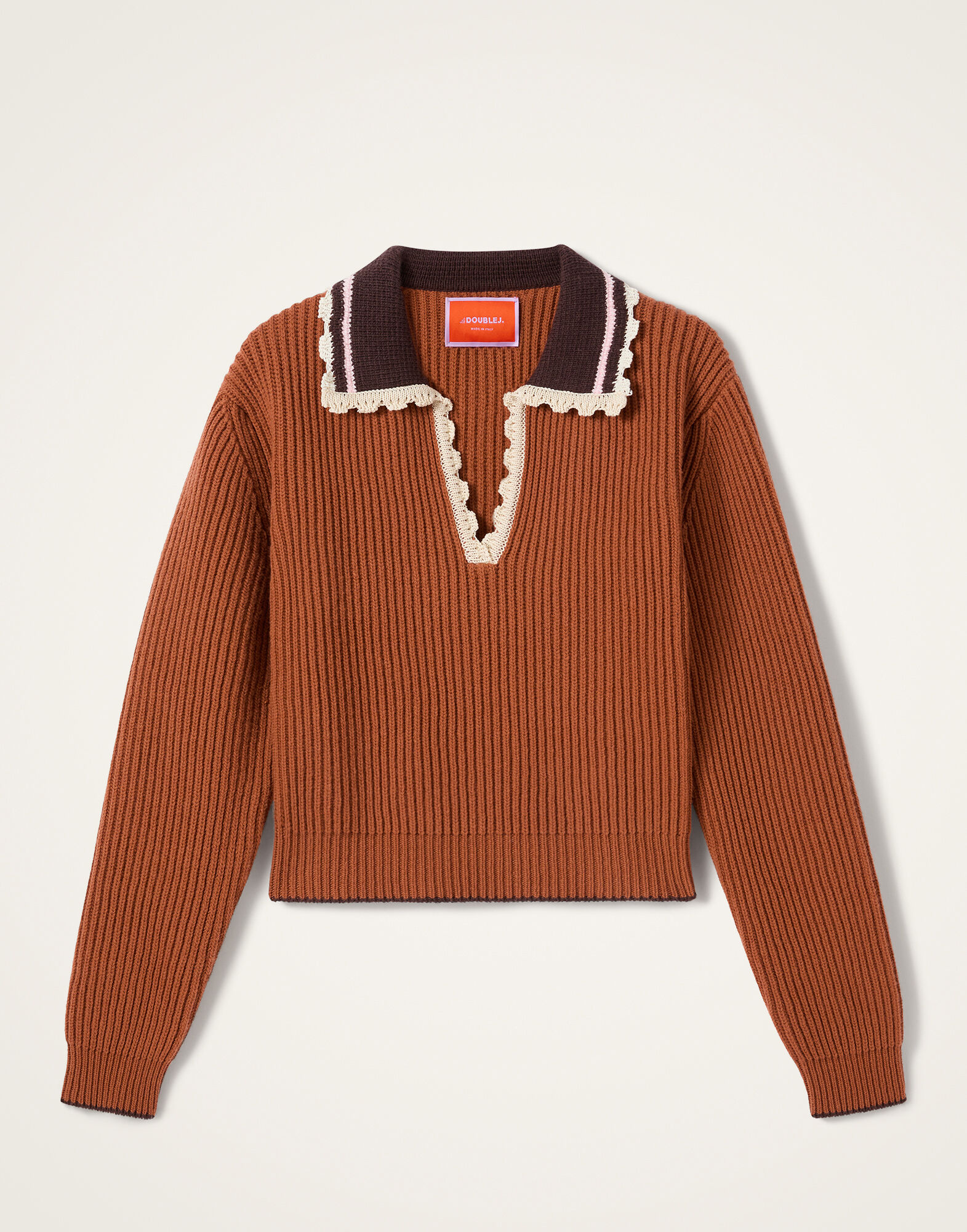 La DoubleJ Picket High Sweater Solid Tobacco PUL0404KNI037SOLIDBR06