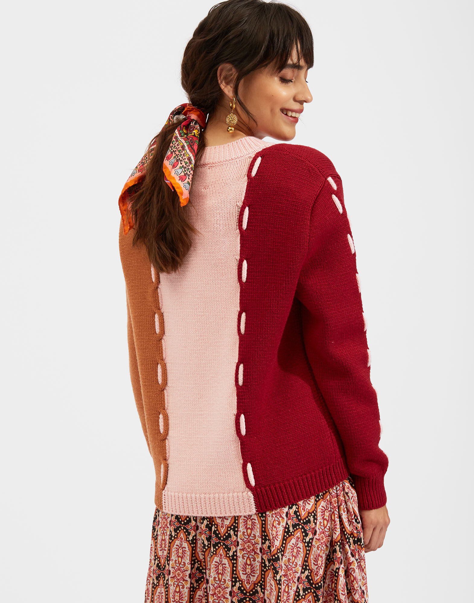 La DoubleJ Braided Crew Pink/Camel TOP0079KNI054VAR0105
