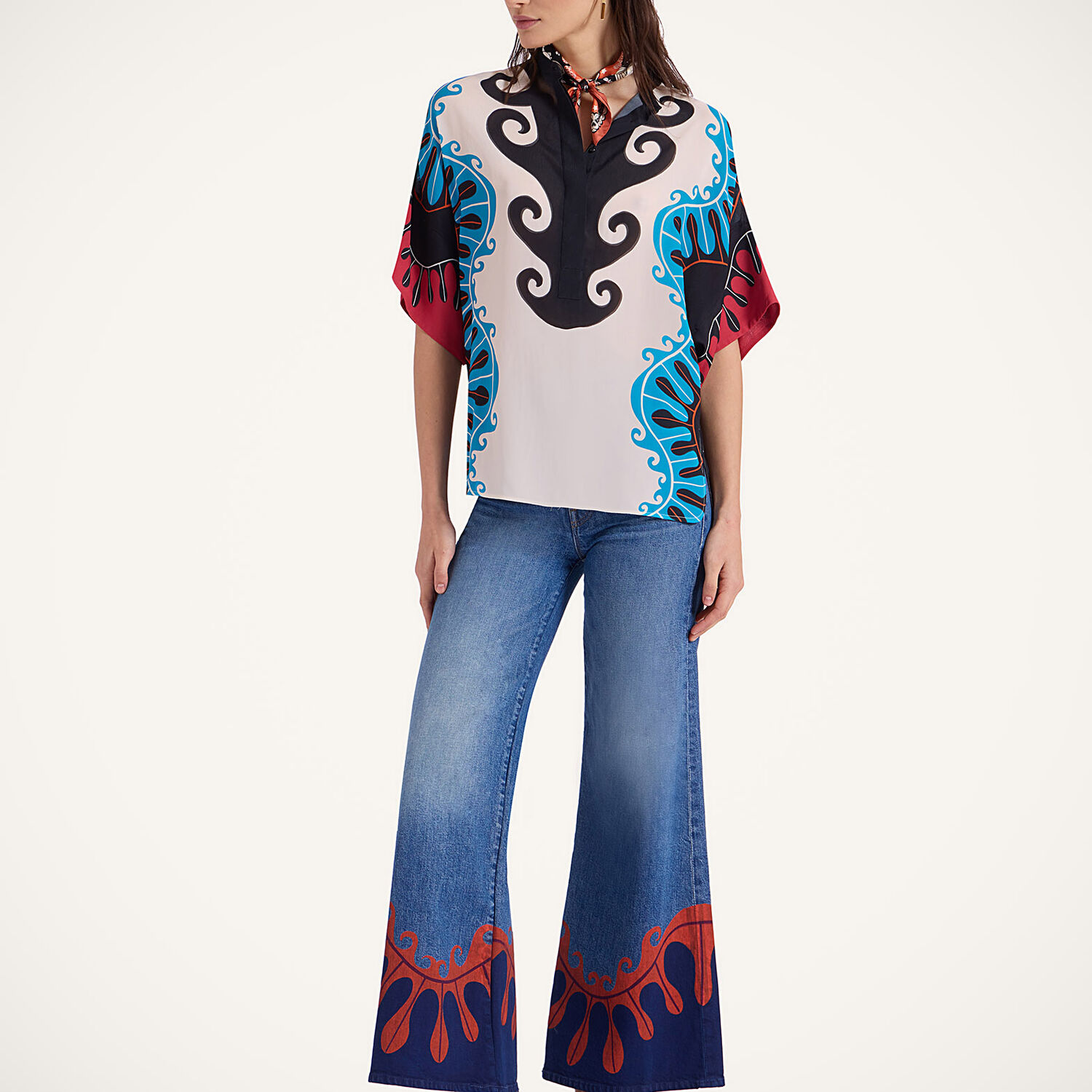 La Doublej X Estelle Blouse Pacific Placee Shirt In Pacific Placée Blue Petrol