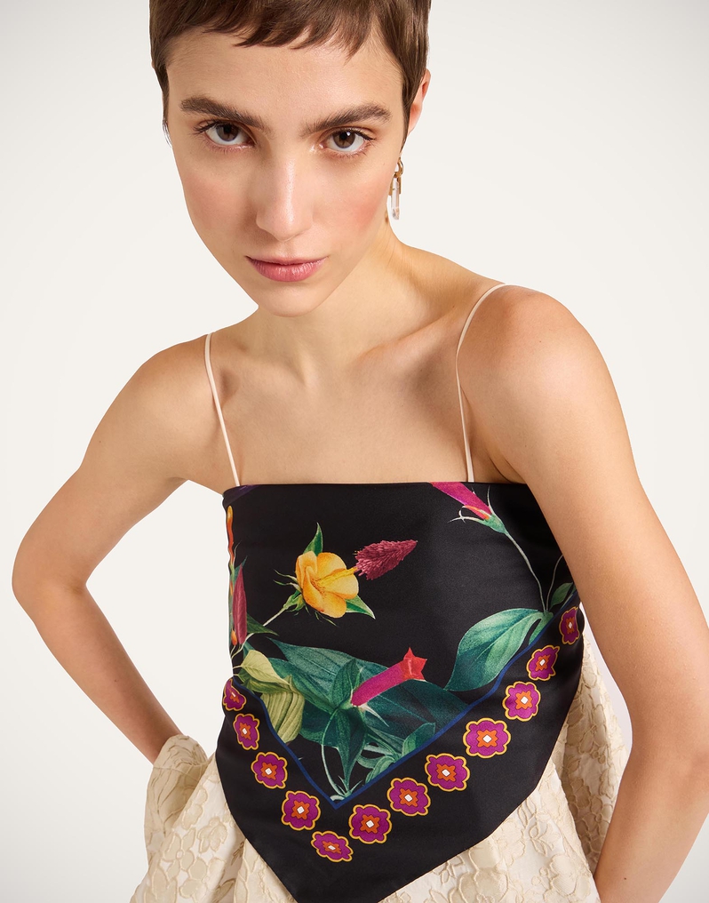 La DoubleJ Foulard 90 La DoubleJ Foulard 90 Zooflora Butterbird Placée Black SCA0067SIL006BTB03BL01