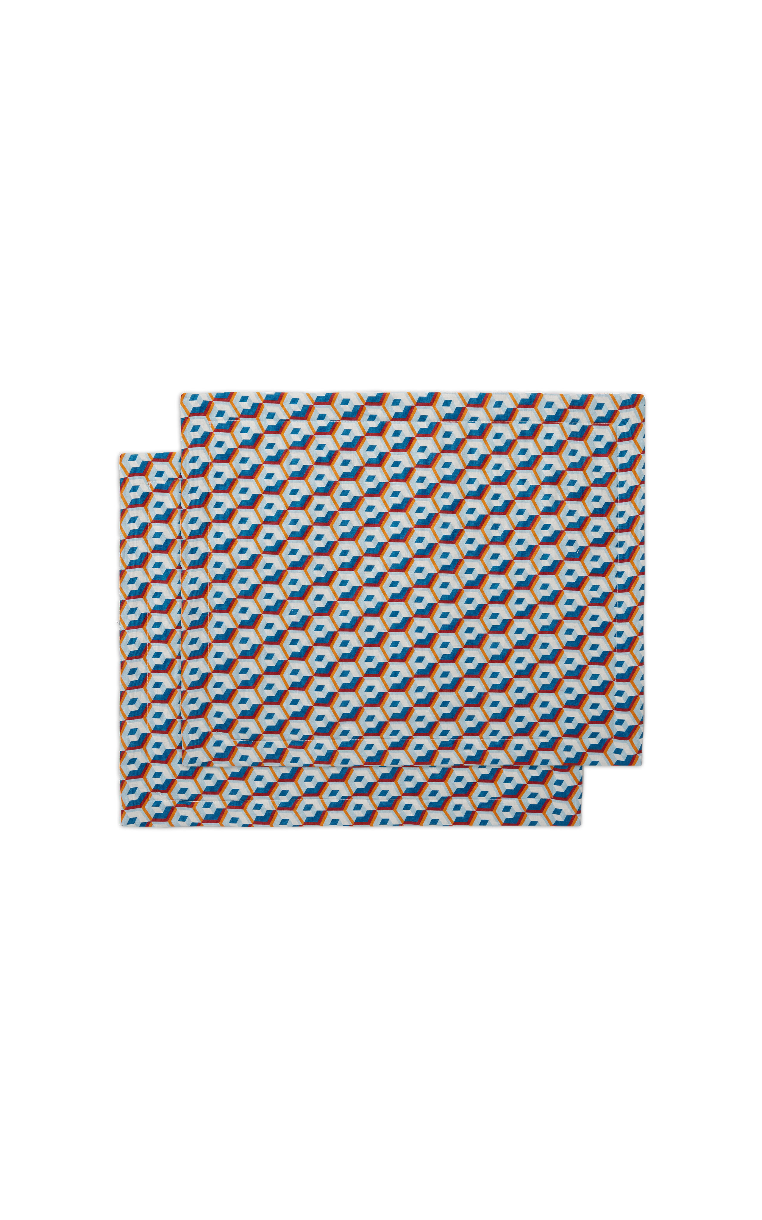 La DoubleJ Placemat Set Of 2 Cubi Blu TBM0001LIN001CUB0013