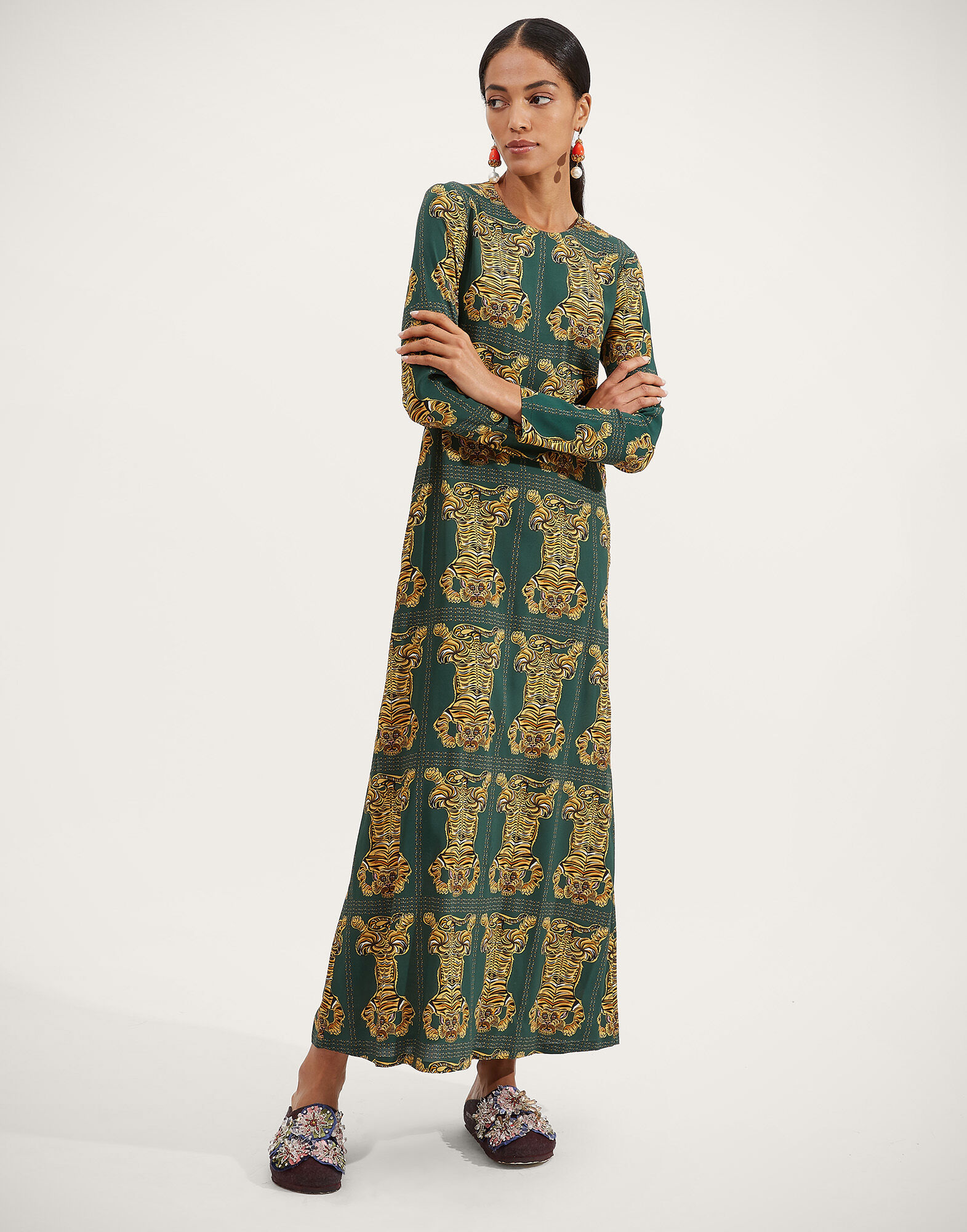 La DoubleJ Long Sleeve Swing Dress Tiger Tiles DRE0184VIS001TIG0002