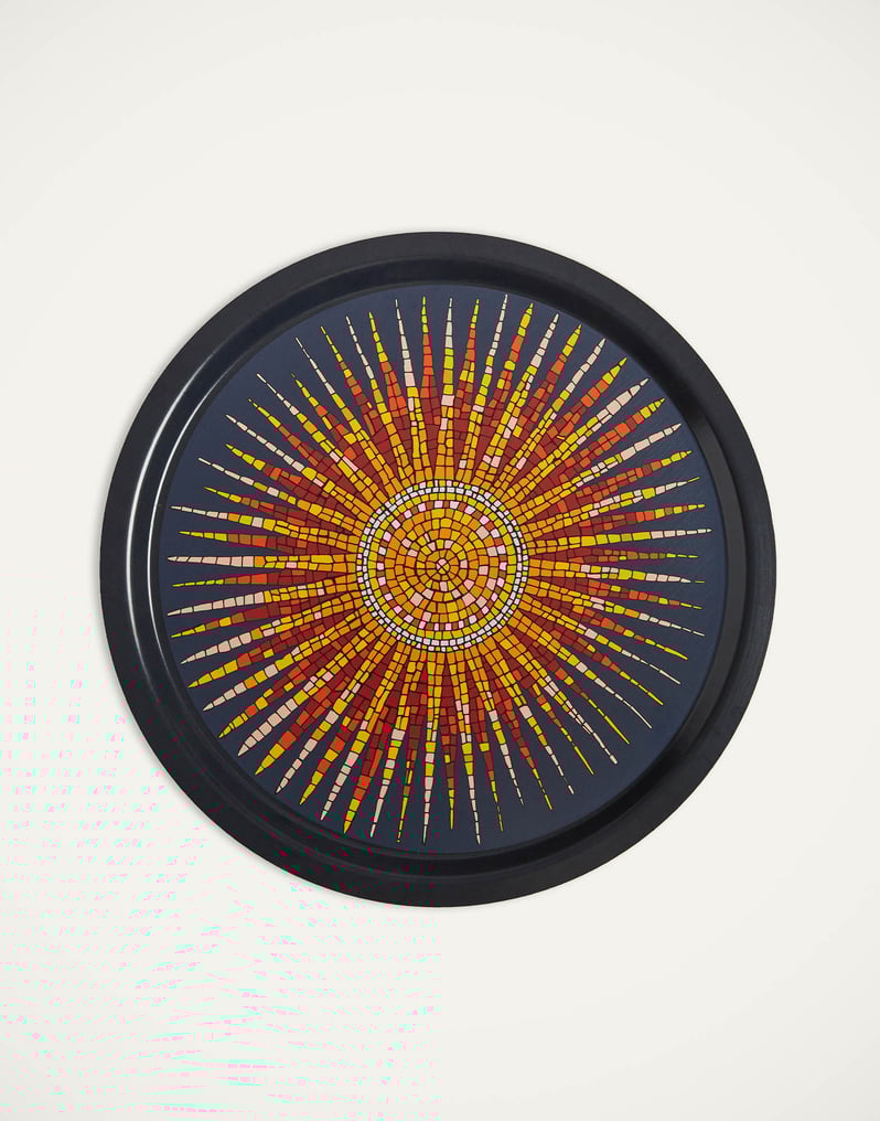 La DoubleJ Round Printed Tray La DoubleJ Round Printed Tray Sunrays Midnight TRA0002WOD001SNR02BU04