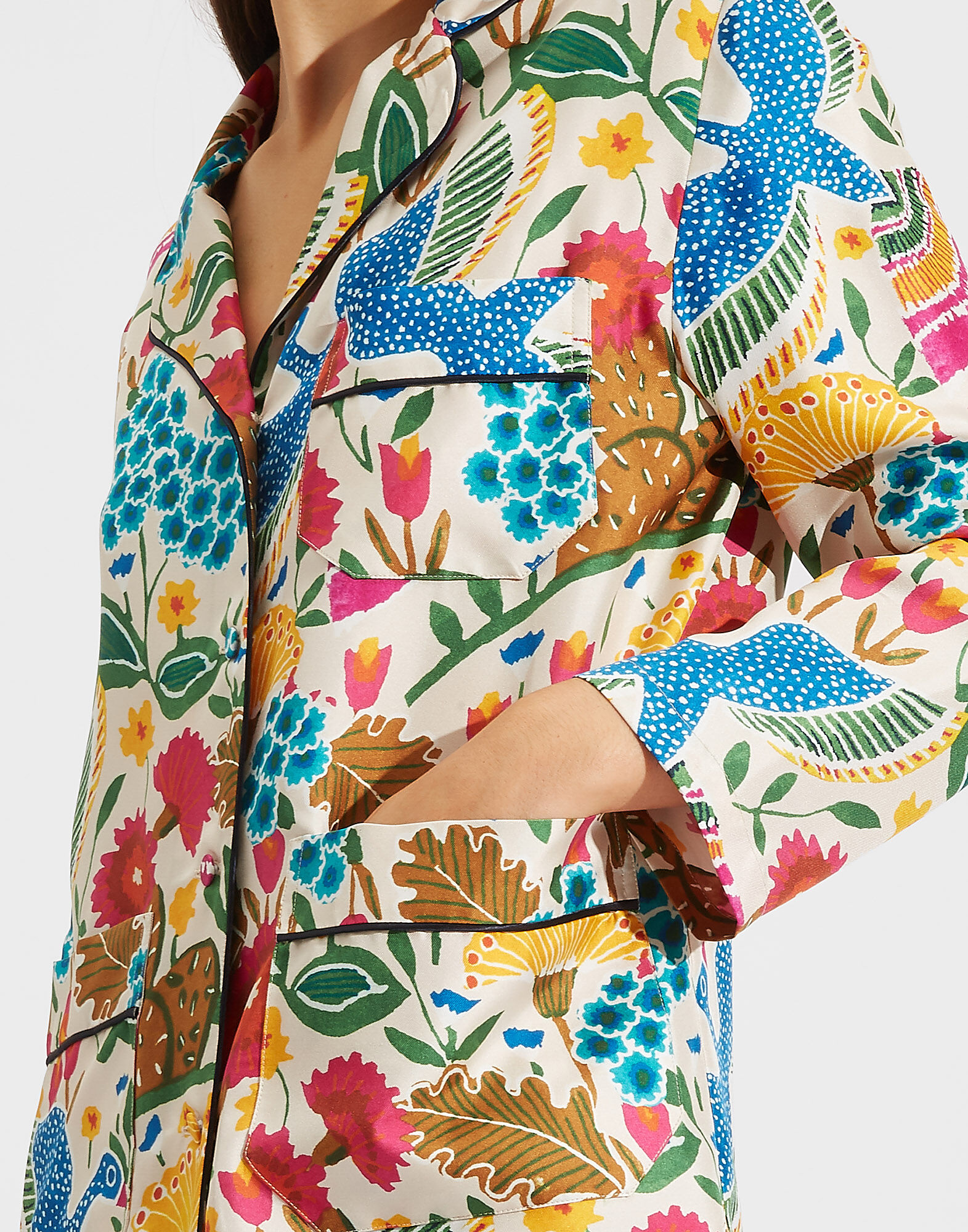 La DoubleJ Pajama Shirt Colombo Bianco SHI0032SIL001COL0003