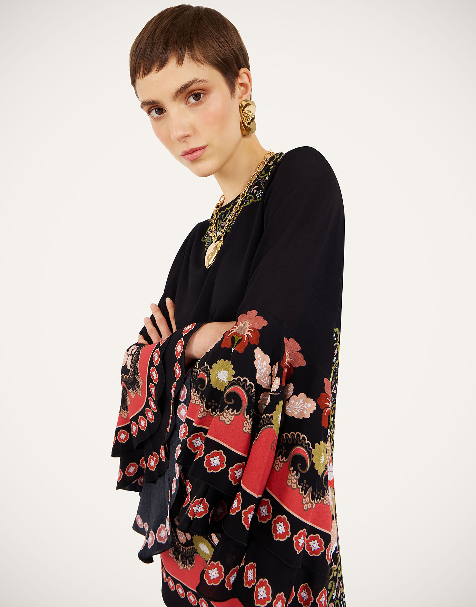 La DoubleJ Friday Dress Cornucopia Plac&eacute;e Black DRE1000VIS028CRN03BL01