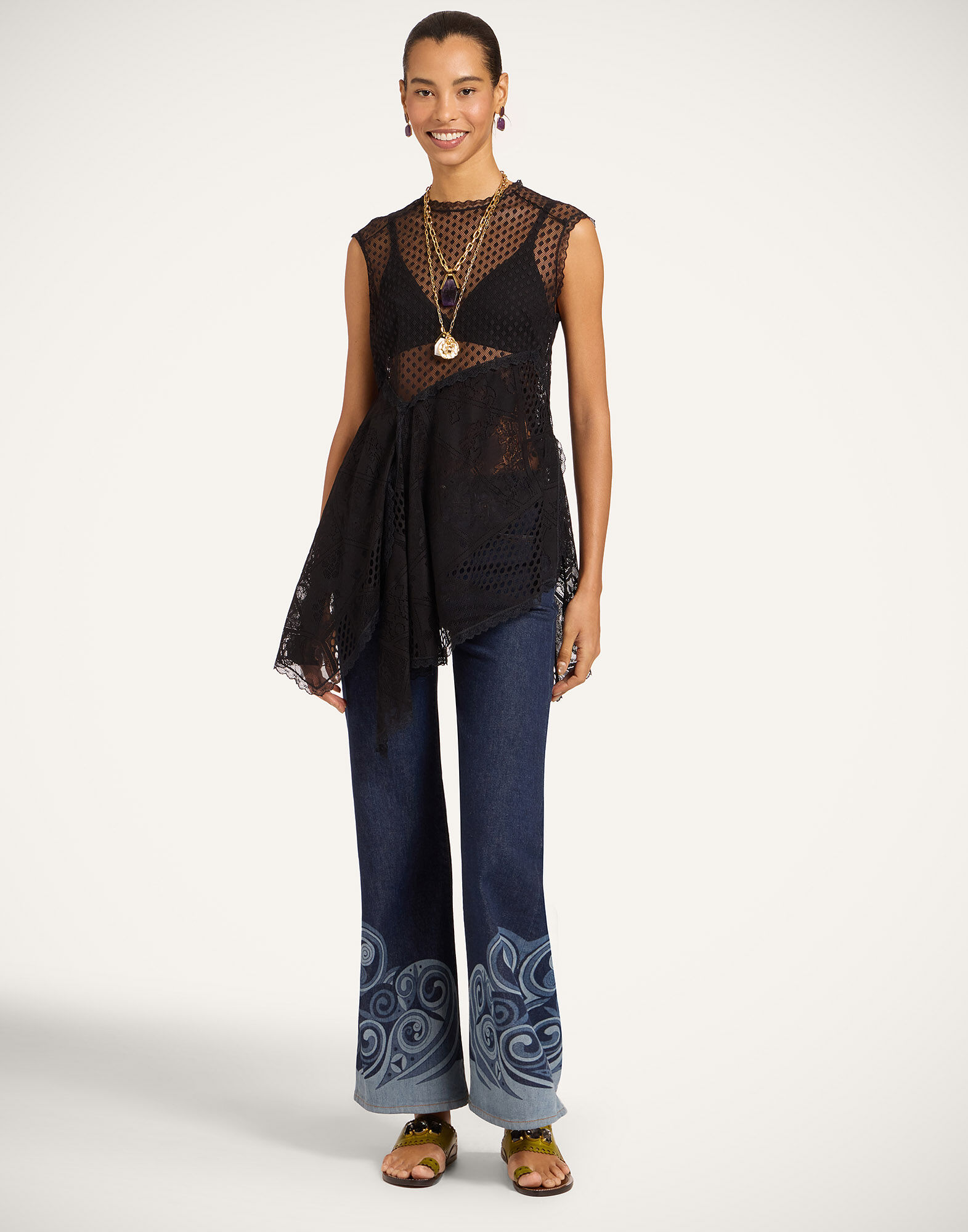 La DoubleJ Aura Top Solid Black TOP0189LAC009SOLIDBL01