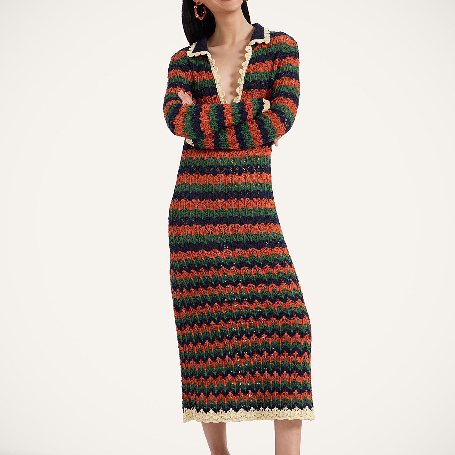 Shop La Doublej Perry Knit Dress In Multicolor Rust & Military