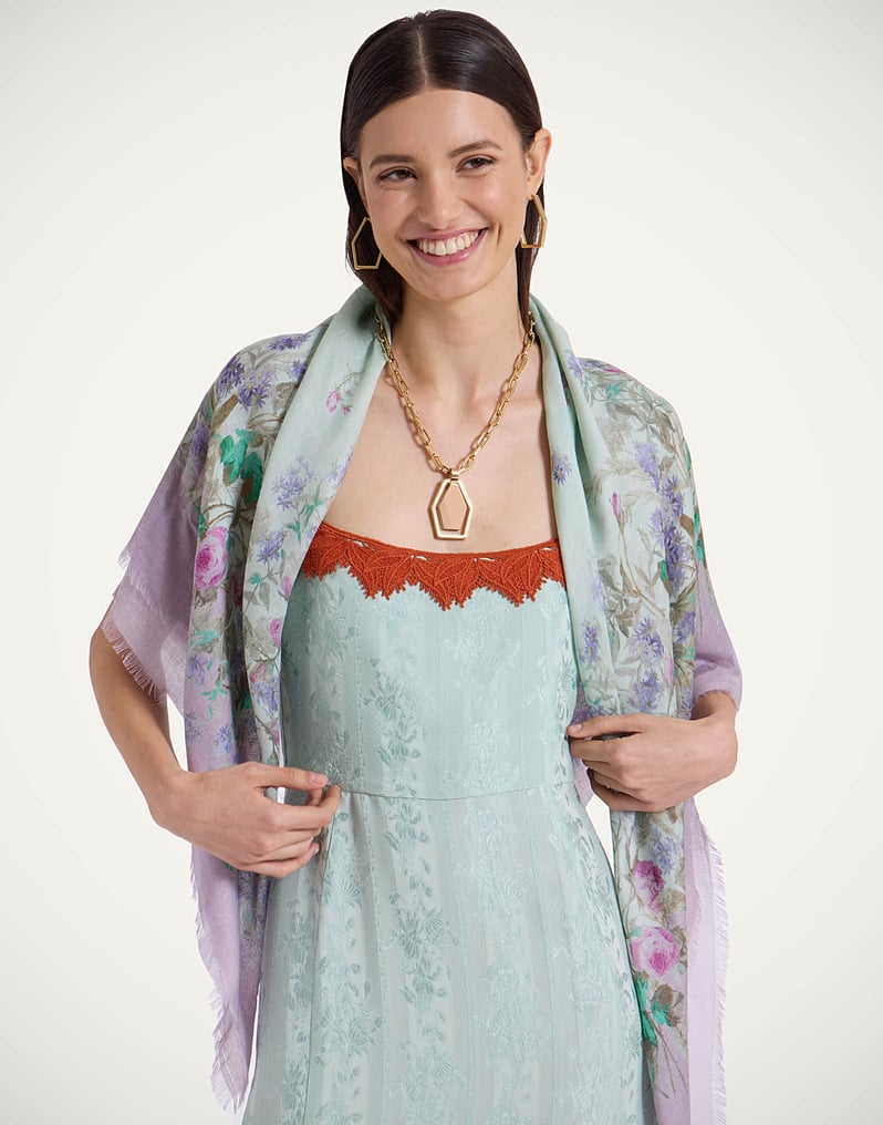 La DoubleJ Foulard 120 La DoubleJ Foulard 120 Heath Placée Mint SCA0049MOS001HEA03GR11