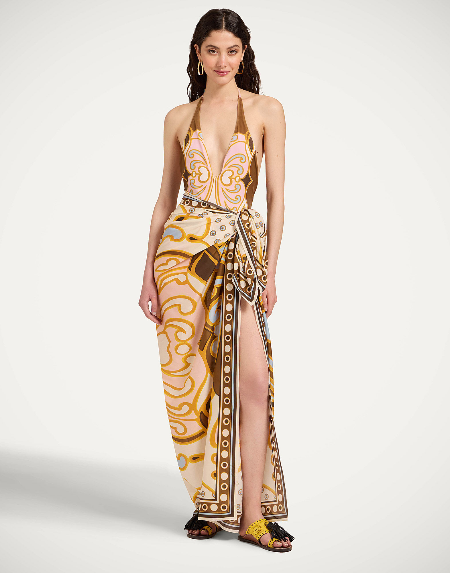 La DoubleJ Pareo Cocoon Plac&eacute;e Brown SCA0051COT003COC02BR02