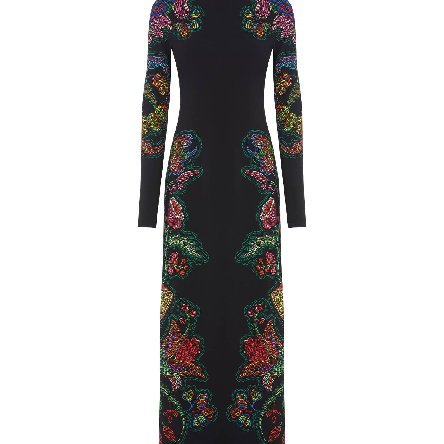 La Doublej Halle Placement Print Maxi Dress In Grenadilla Placée Black