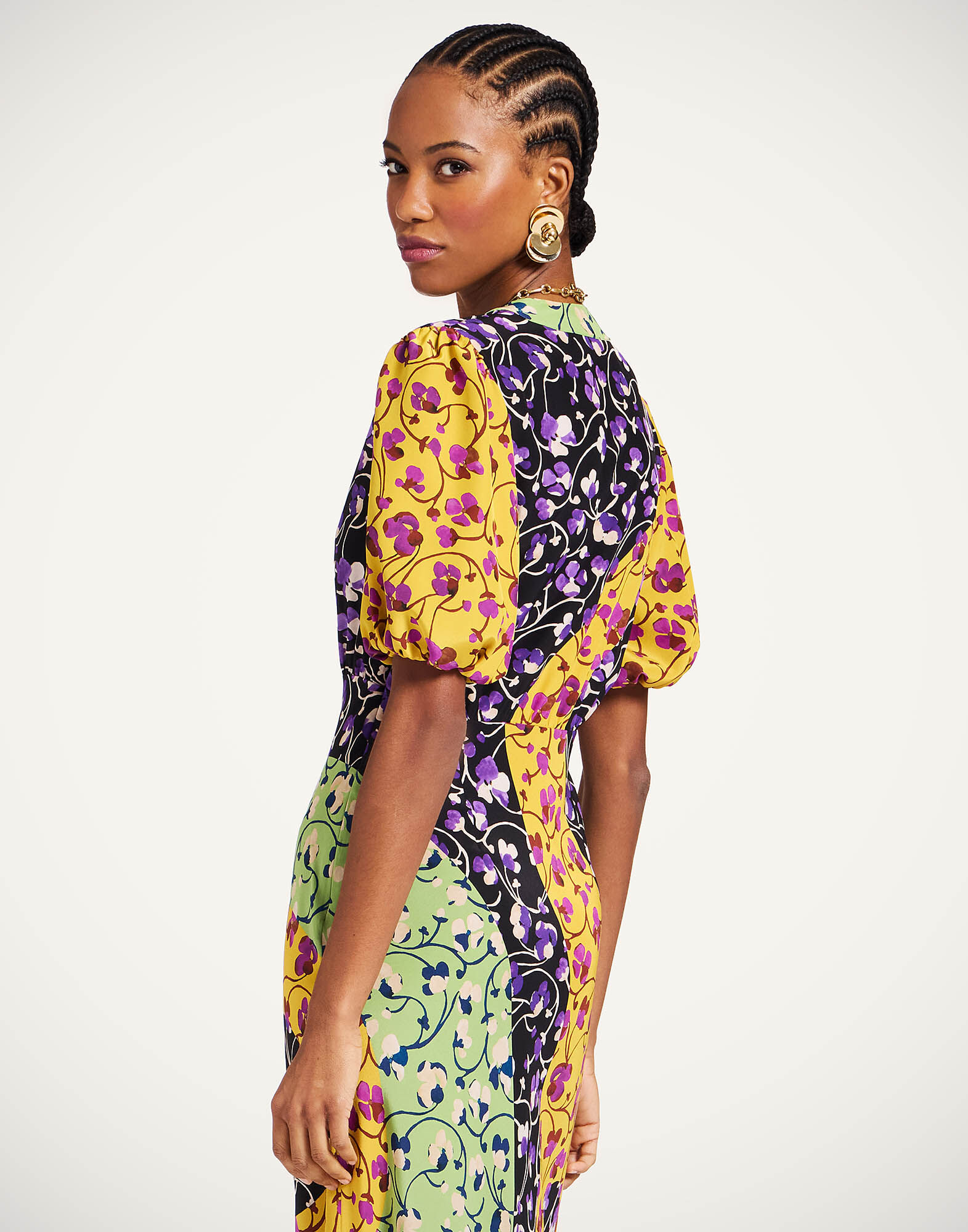 La DoubleJ Marlene Dress Honeysuckle Tricolor Plac&eacute;e Yellow DRE0869CRE001HNY04YE02