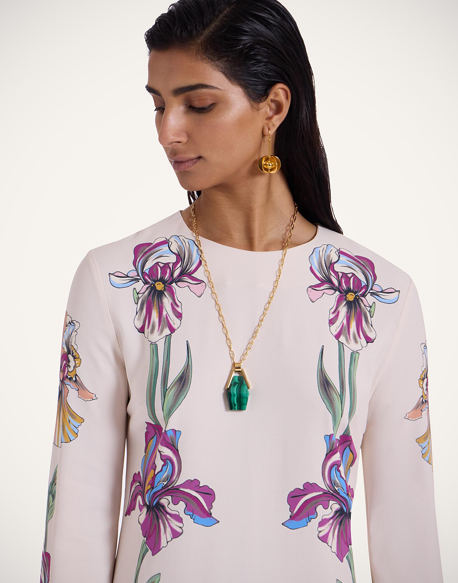 La DoubleJ Mini Supremes Swing Dress Iris Plac&eacute;e Ivory DRE0619VIS011IRS07WH04