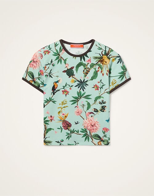 La DoubleJ The Cu-Tee Crop La DoubleJ The Cu-Tee Crop Zooflora Light Blue TSH0068JER076ZOF02BU01