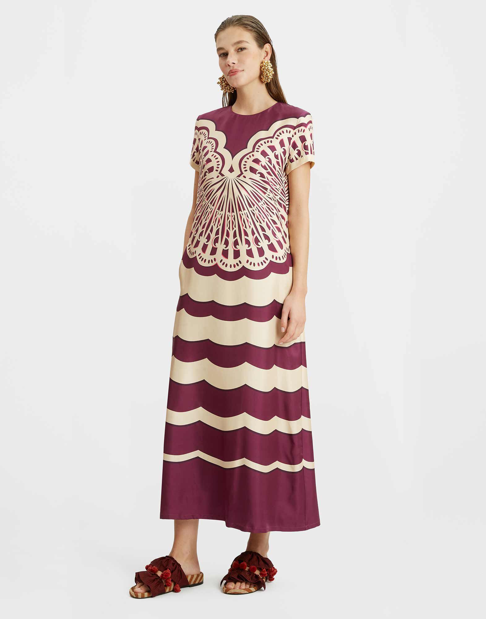 La DoubleJ Swing Dress Fans Plac&eacute;e Purple DRE0128SIL006FAN03PU01