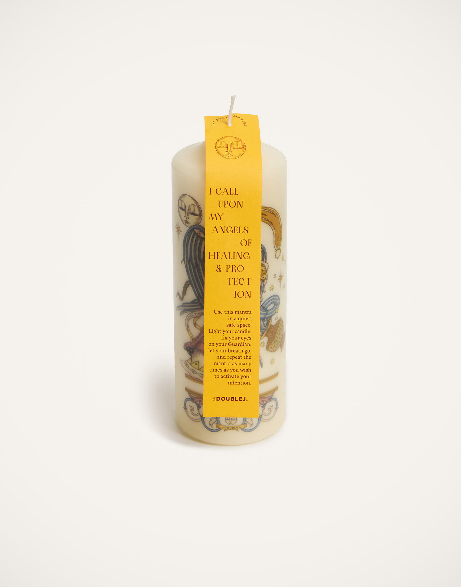 La DoubleJ Printed Pillar Candle The Angel Multicolor CAN0011WAX001ANG01MU01