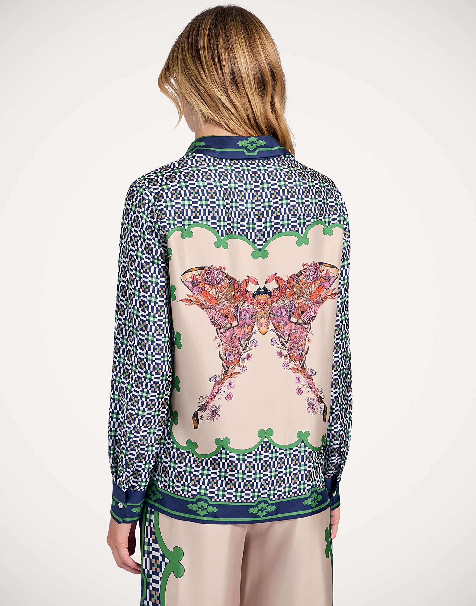 La DoubleJ Boy Shirt Mariposa Plac&eacute;e Green SHI0040SIL006MAR07GR02