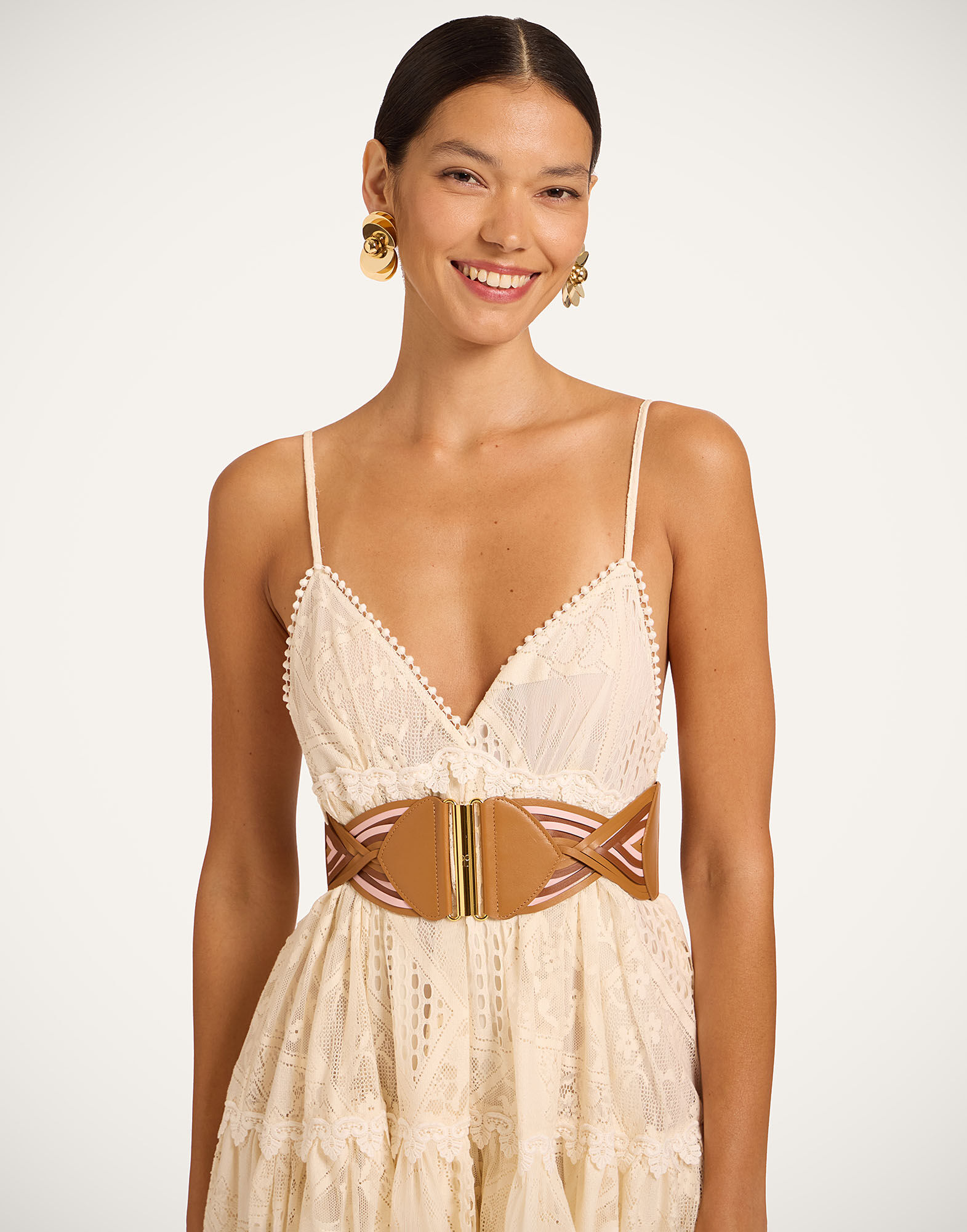 La DoubleJ Lacey Nymph Mini Dress Solid Ivory DRE1107LAC008SOLIDBR05