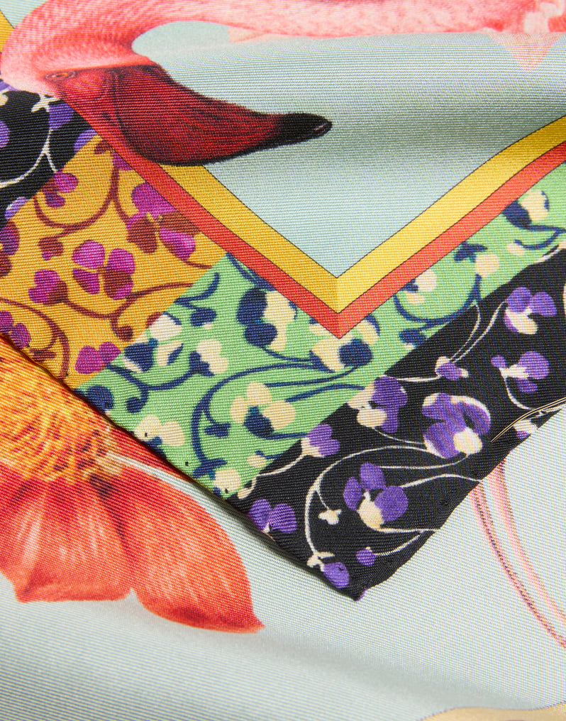 La DoubleJ Foulard 45 La DoubleJ Foulard 45 Zooflora Birdbloom Placée Light Blue SCA0065SIL006BIB03BU01