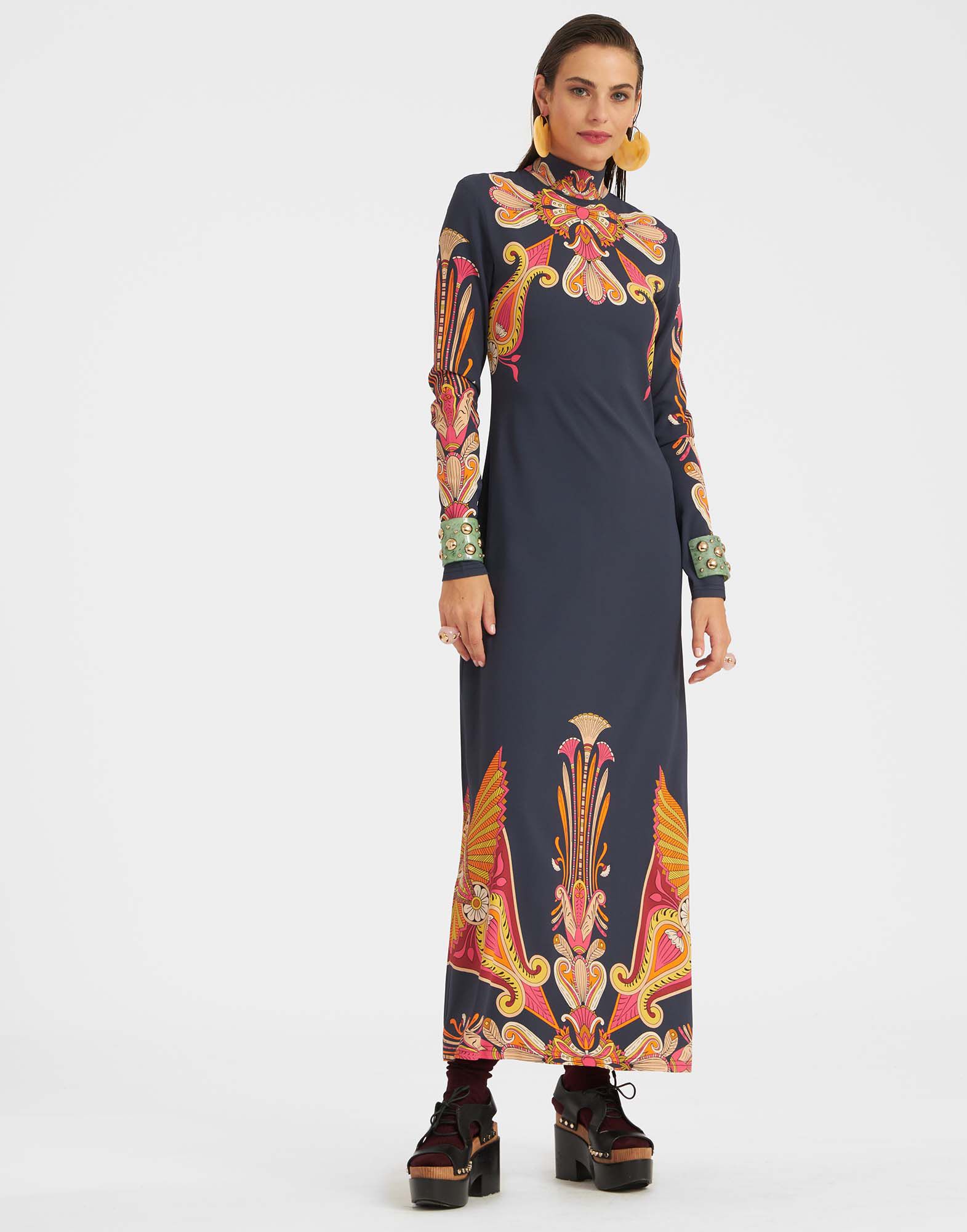 La DoubleJ Halle Dress Totem Plac&eacute;e Blue DRE0444VIS011TOT02BU03