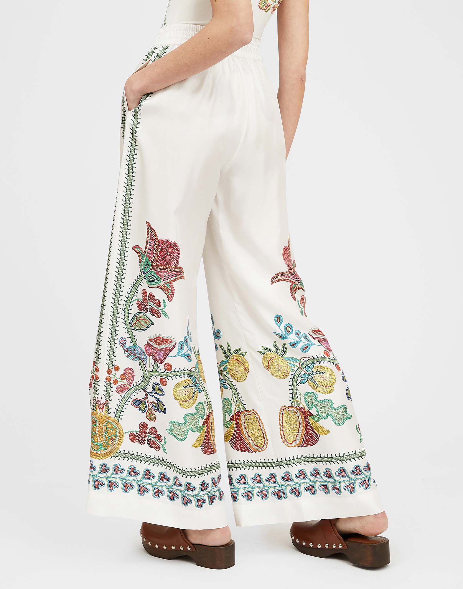 La DoubleJ Palazzo Pants Grenadilla Plac&eacute;e Off White TRO0026SIL006GRN01WH05