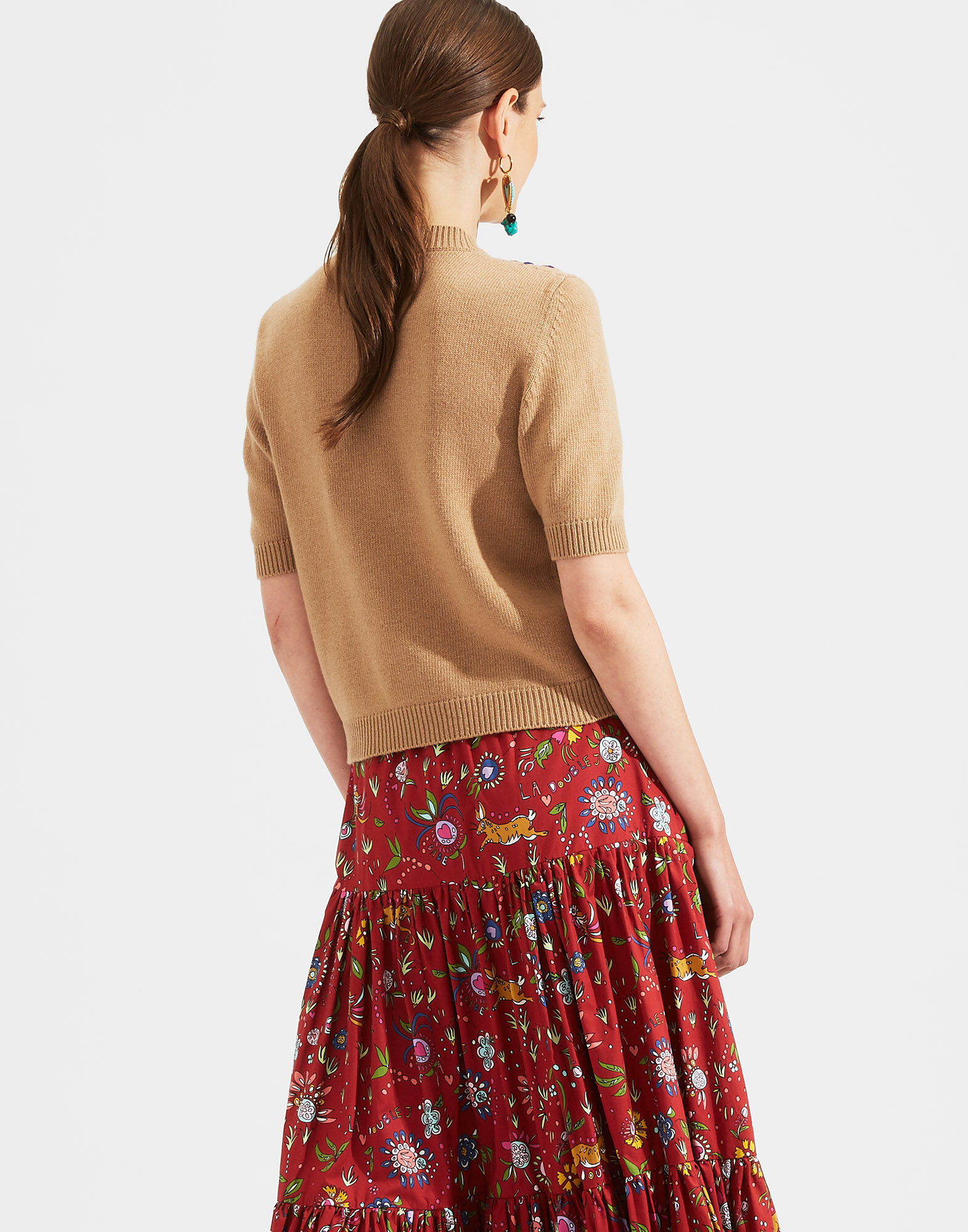 LaDoubleJ Cropped Knit Top Solid Camel PUL0035KNI027CAM0002