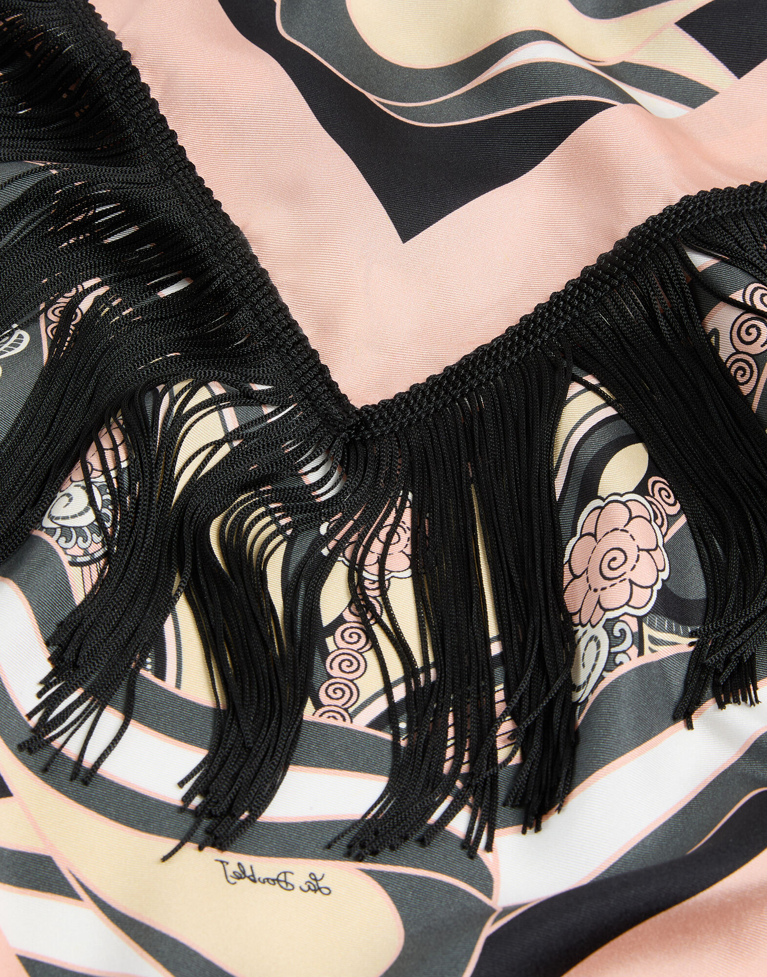 La DoubleJ Reversible Fringe Foulard 90 Ambrosia Plac&eacute;e Pale Pink SCA0073SIL006AMB03PI02