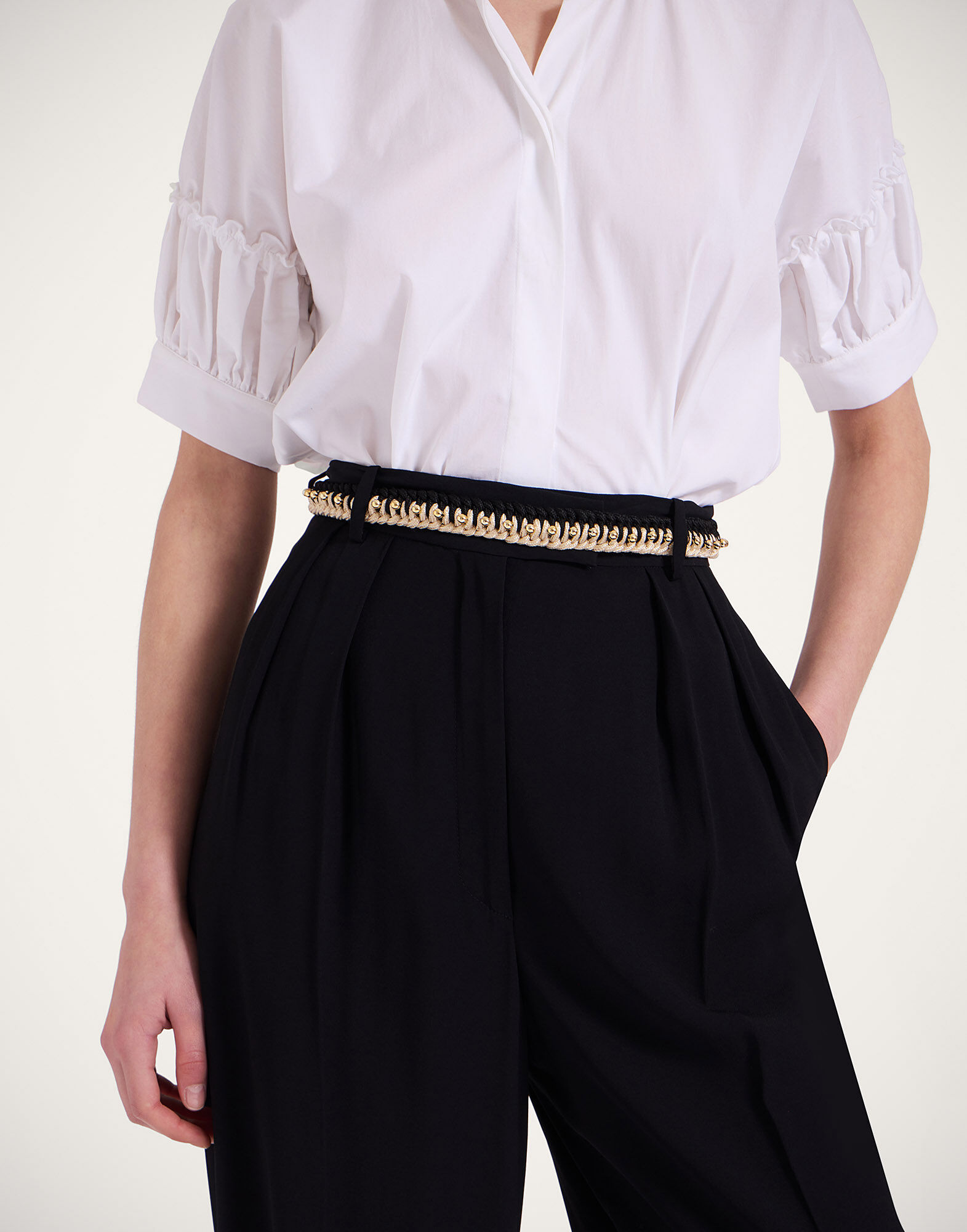 La DoubleJ Better Together Belt Bicolor Black & Ivory BEL0011ROP001VA361BL01