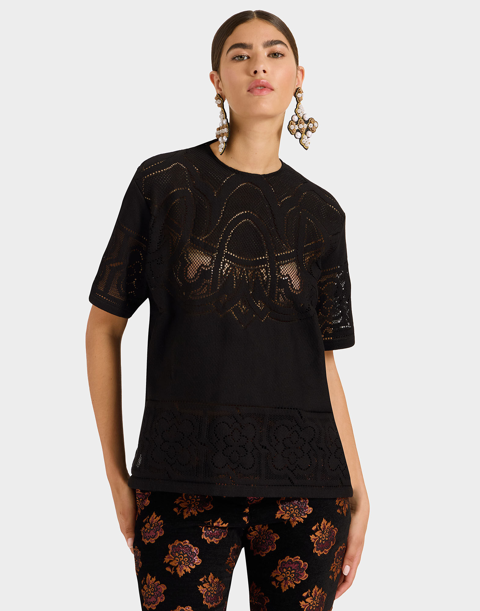 La DoubleJ Lacey House T-Shirt Mini Tiles Black TSH0035JCQ077MIT01BL01