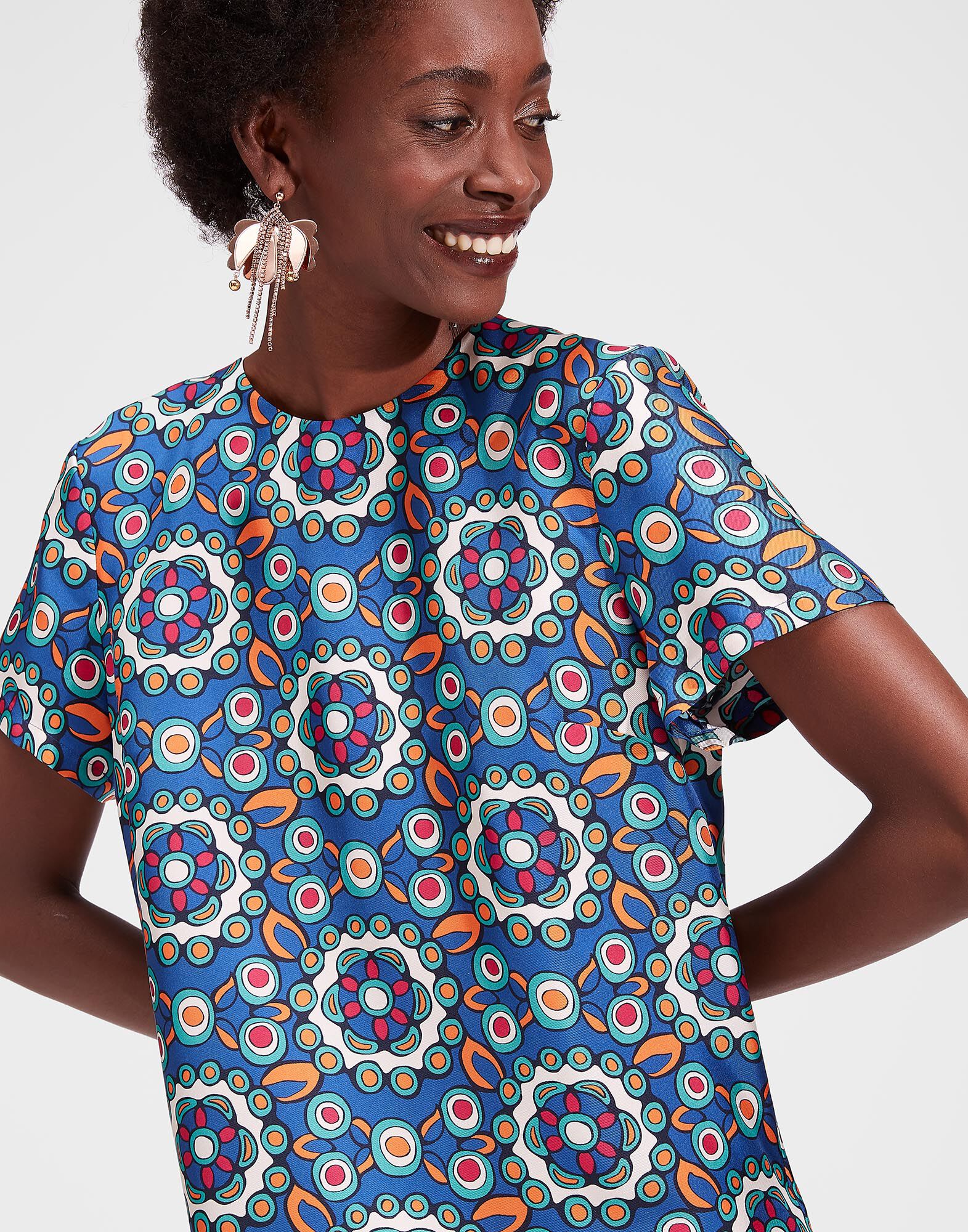 La DoubleJ Mini Swing Dress Kaleidoscope Bluette DRE0159SIL001KAL0005