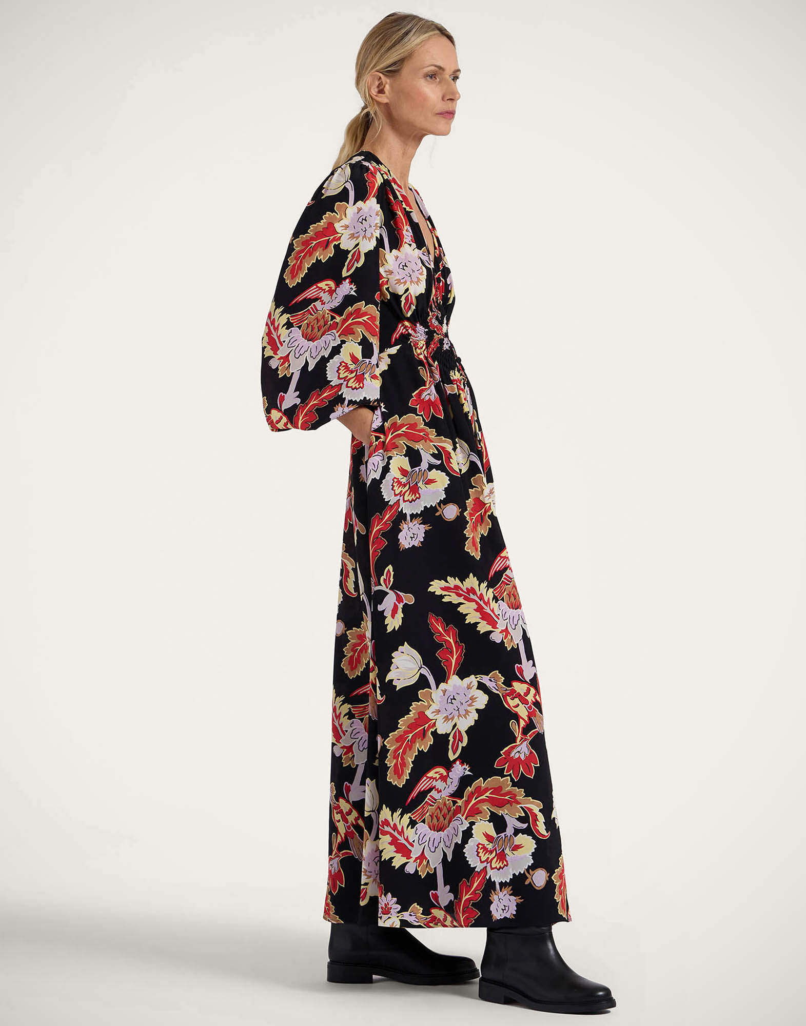 La DoubleJ Long Camerino Dress Lark Black DRE0585CRE001LAR01BL01