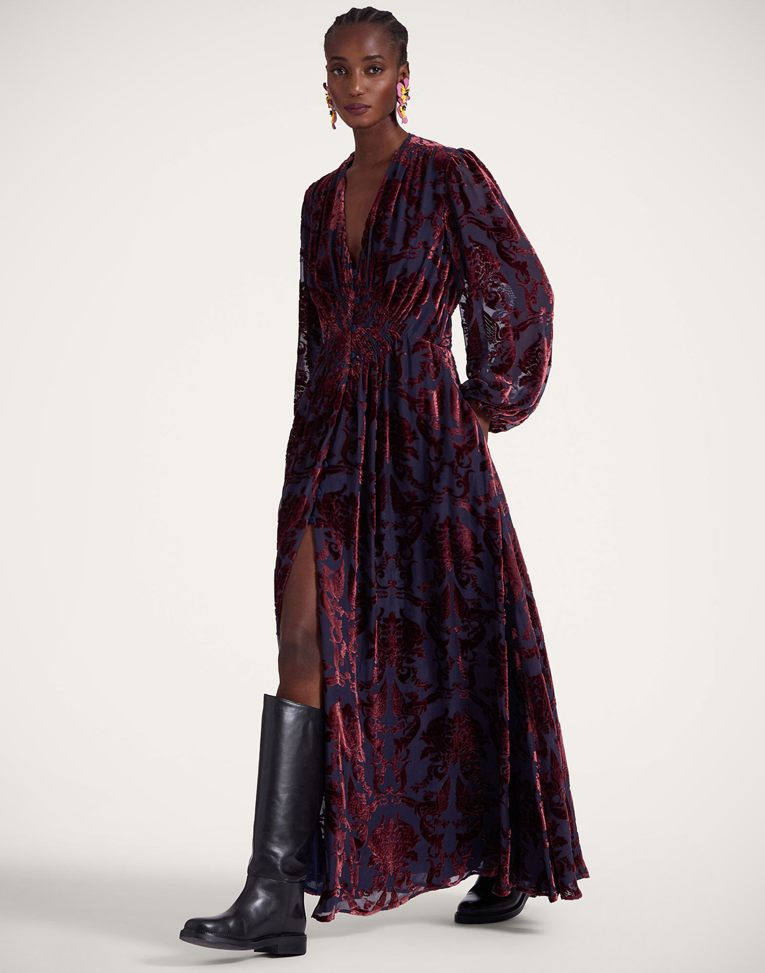 La DoubleJ Long Camerino Dress Cherubs Blue DRE0585DEV002CRB05BU03