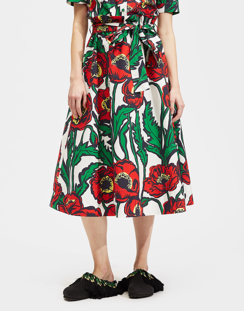 LaDoubleJ Sardegna Skirt LaDoubleJ Sardegna Skirt Big Blooms Bianco SKI0043COT001PFI0003