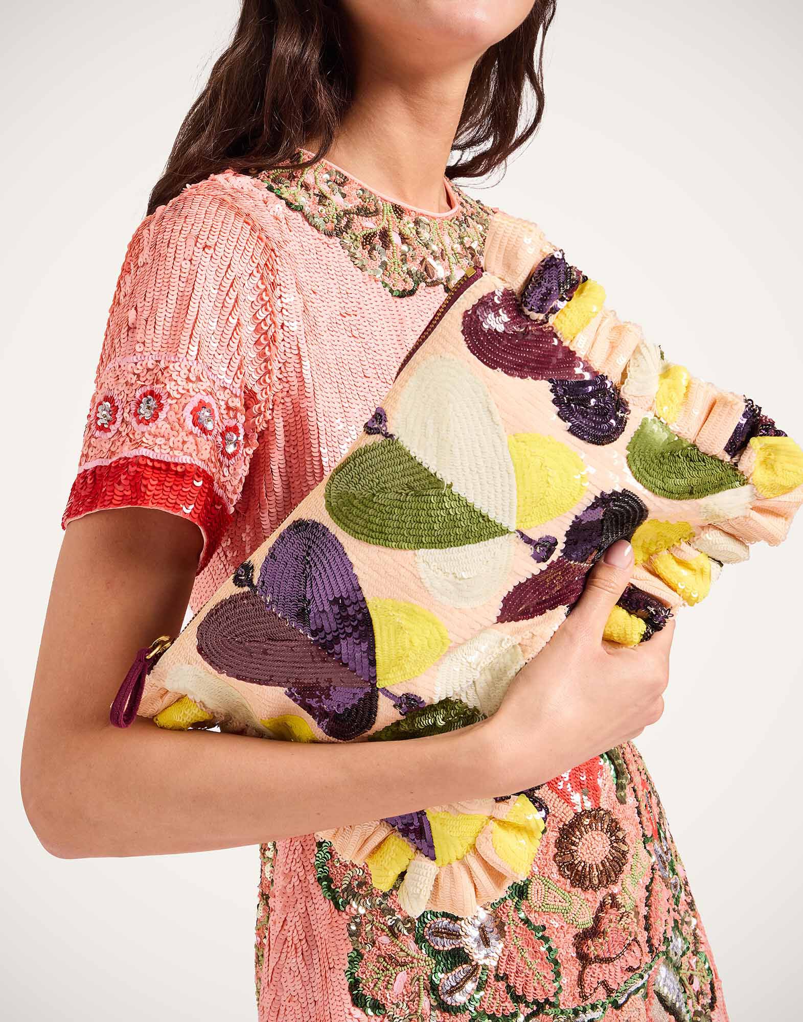 La DoubleJ Hand Pochette Farfalla Ivory BAG0081PAI016FAR07WH04