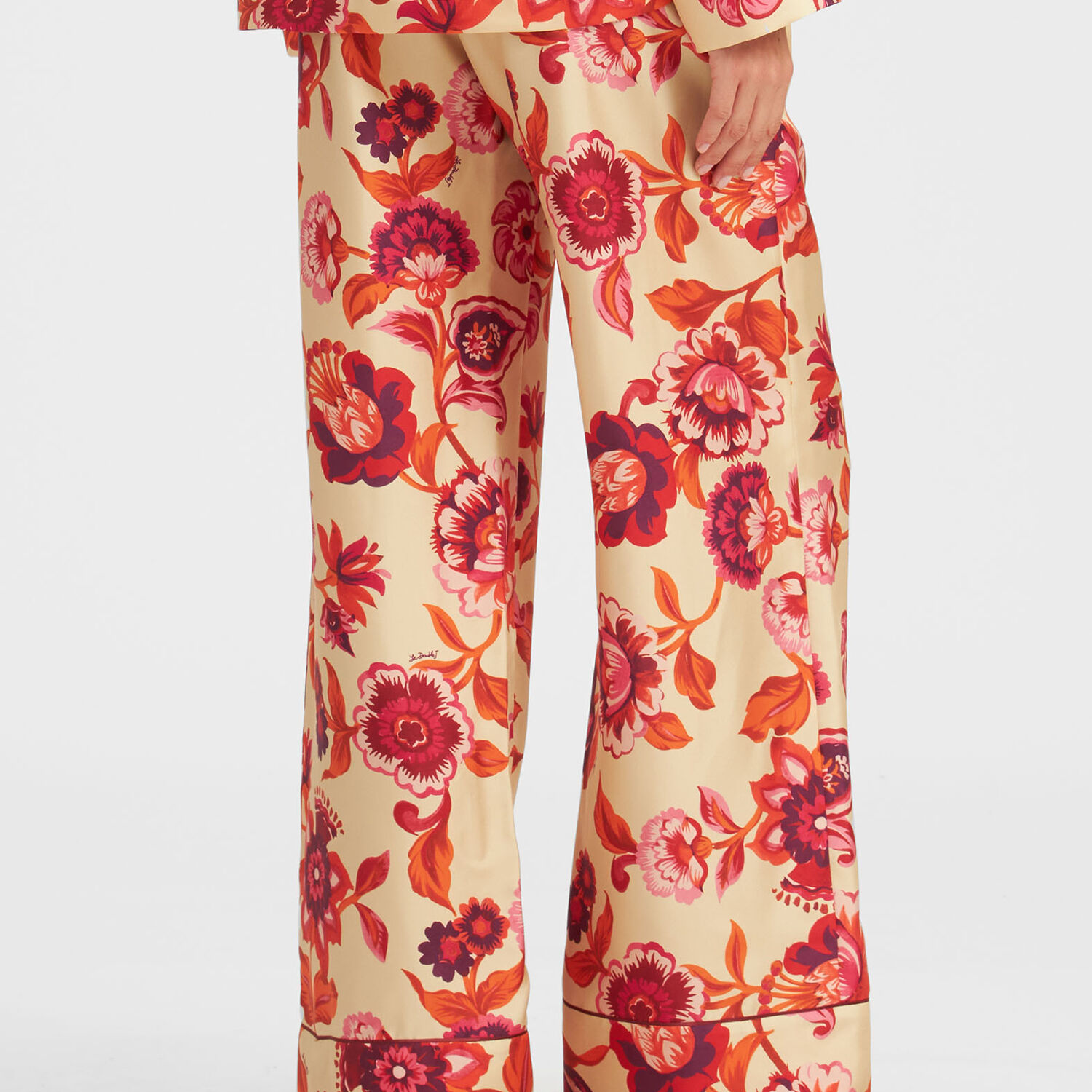 La Doublej Floral-print Pajama Trousers In Hottie Cream