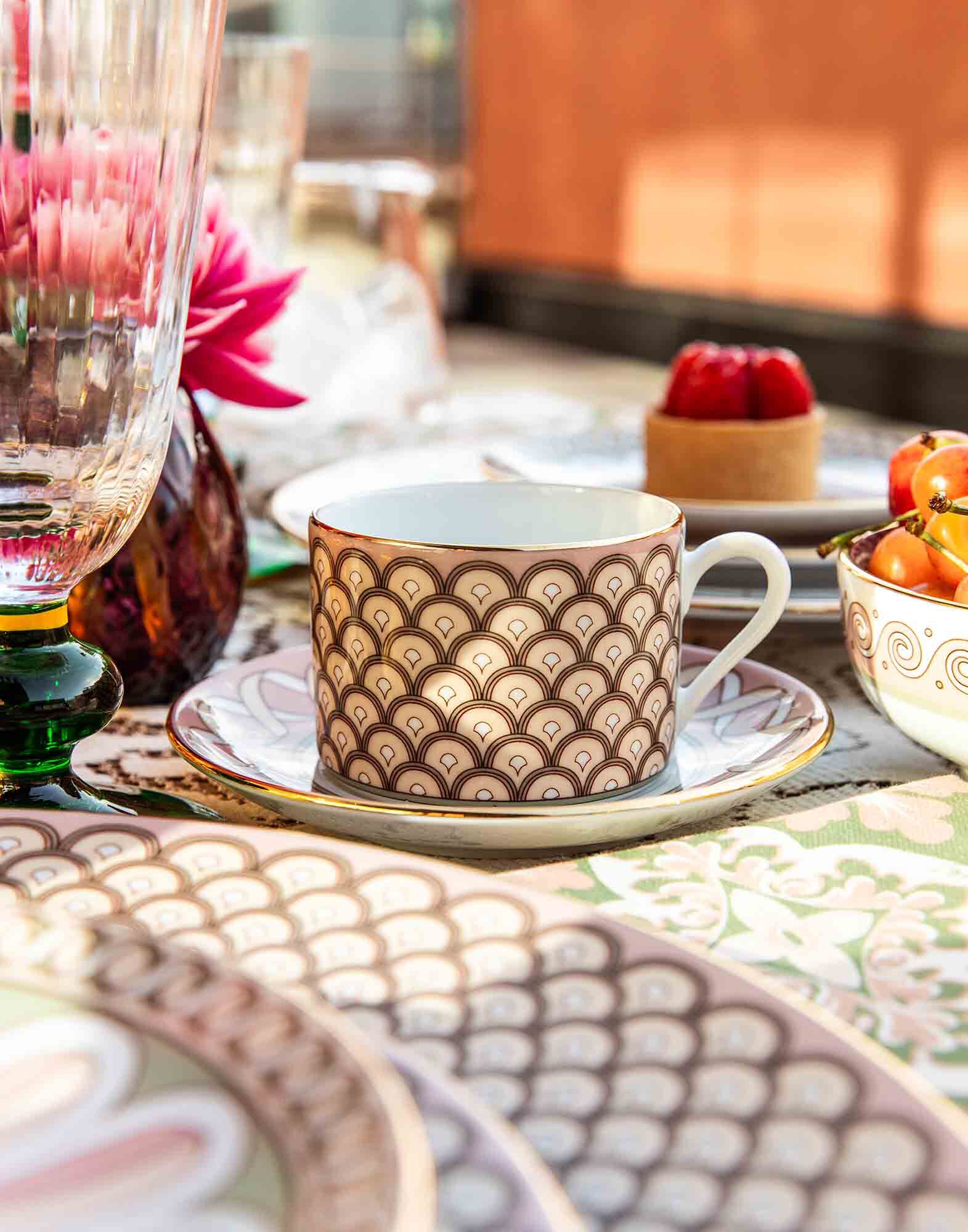 La DoubleJ Impero Tea Cup Set Of 2 Odysseus Dusty Pink CUP0012CER001ODY01PI10