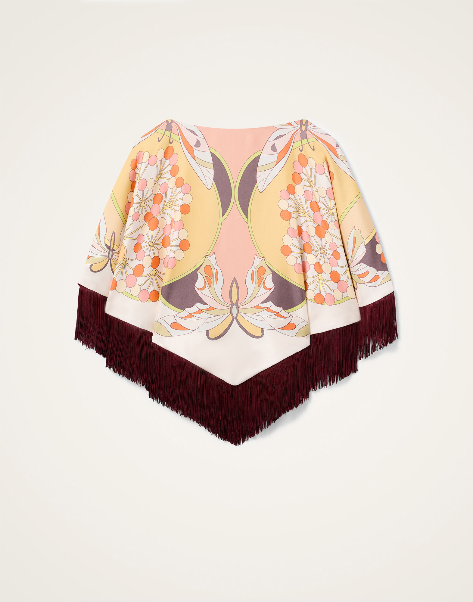 La DoubleJ Reversible Mini Poncho Top Florette Plac&eacute;e Fuchsia SCA0077VIS011FLO08PI03