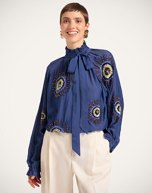 La DoubleJ Cerere Blouse Solid Navy SHI0158COT087THI03BU06