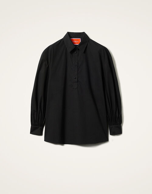 La DoubleJ Poet Shirt Solid Black SHI0055COT001BLA0001