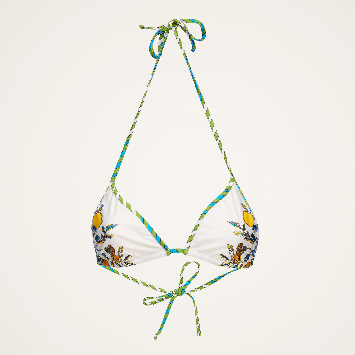 La Doublej Bikinioberteil Mit Print In Borboni Placed Bianco