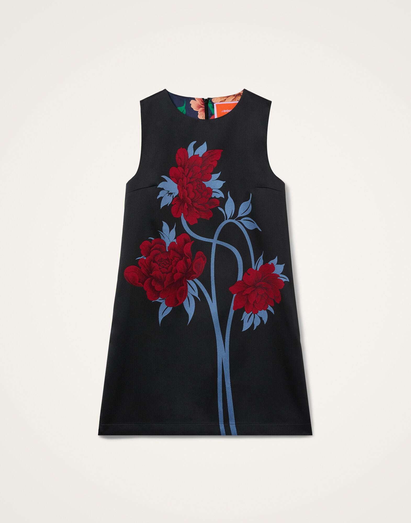 La DoubleJ Mini Column Dress Peonies Blue DRE1102JCQ135PEO08BU03