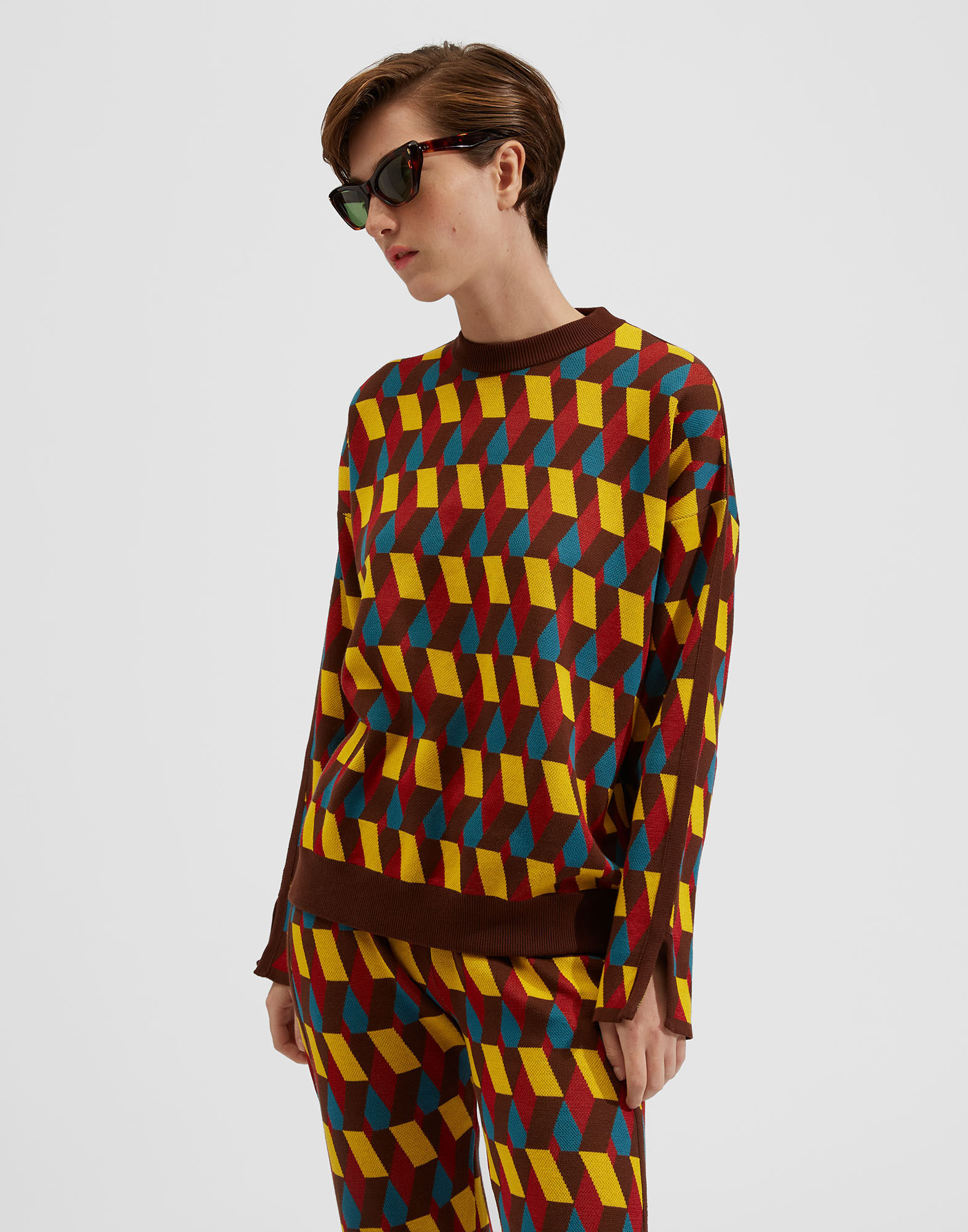 La DoubleJ Knit Leisure Jumper Giallo / Moro / Azzurro PUL0105KNI044VAR0145