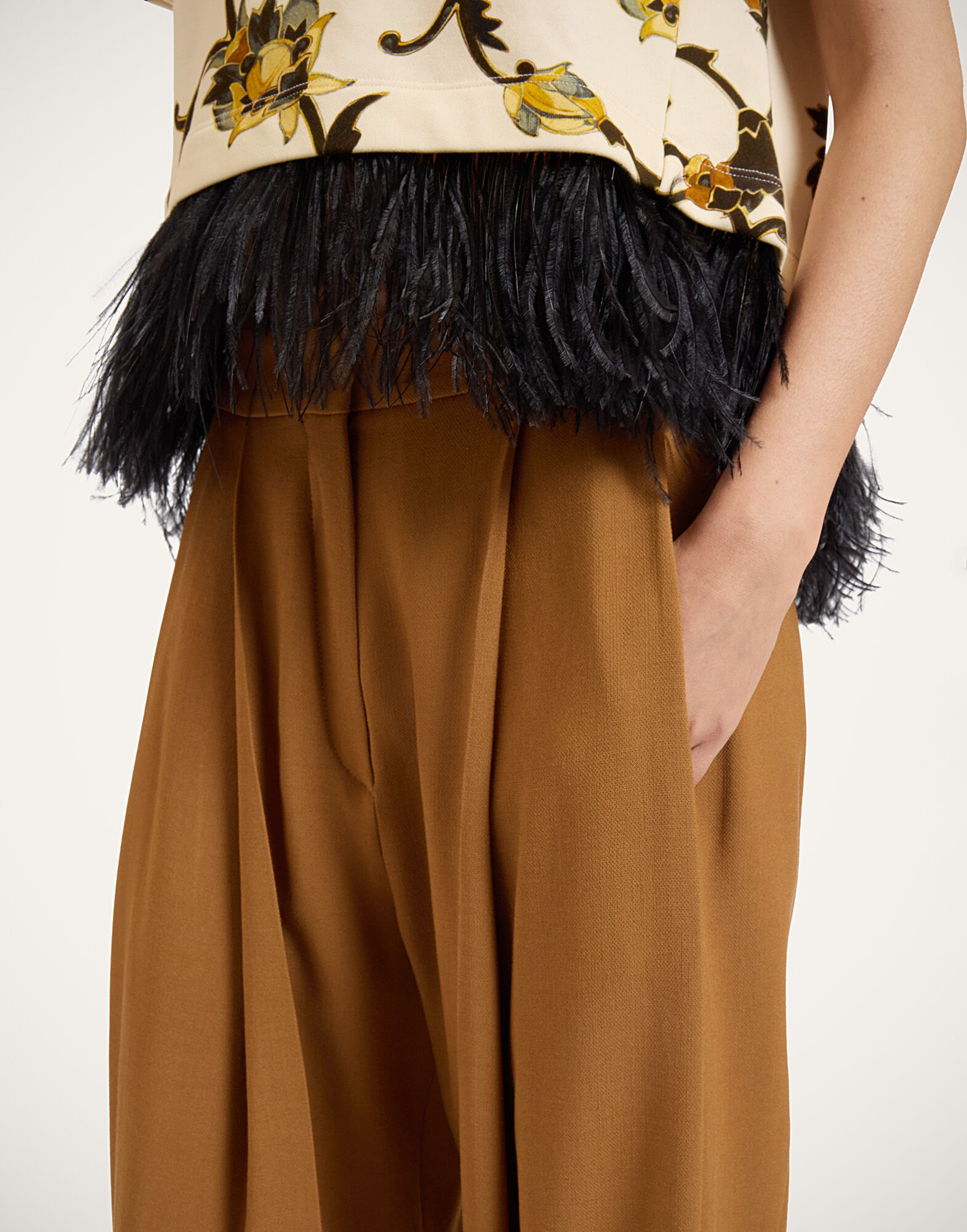 La DoubleJ Pleated Pants Solid Tobacco TRO0214VIS035SOLIDBR06