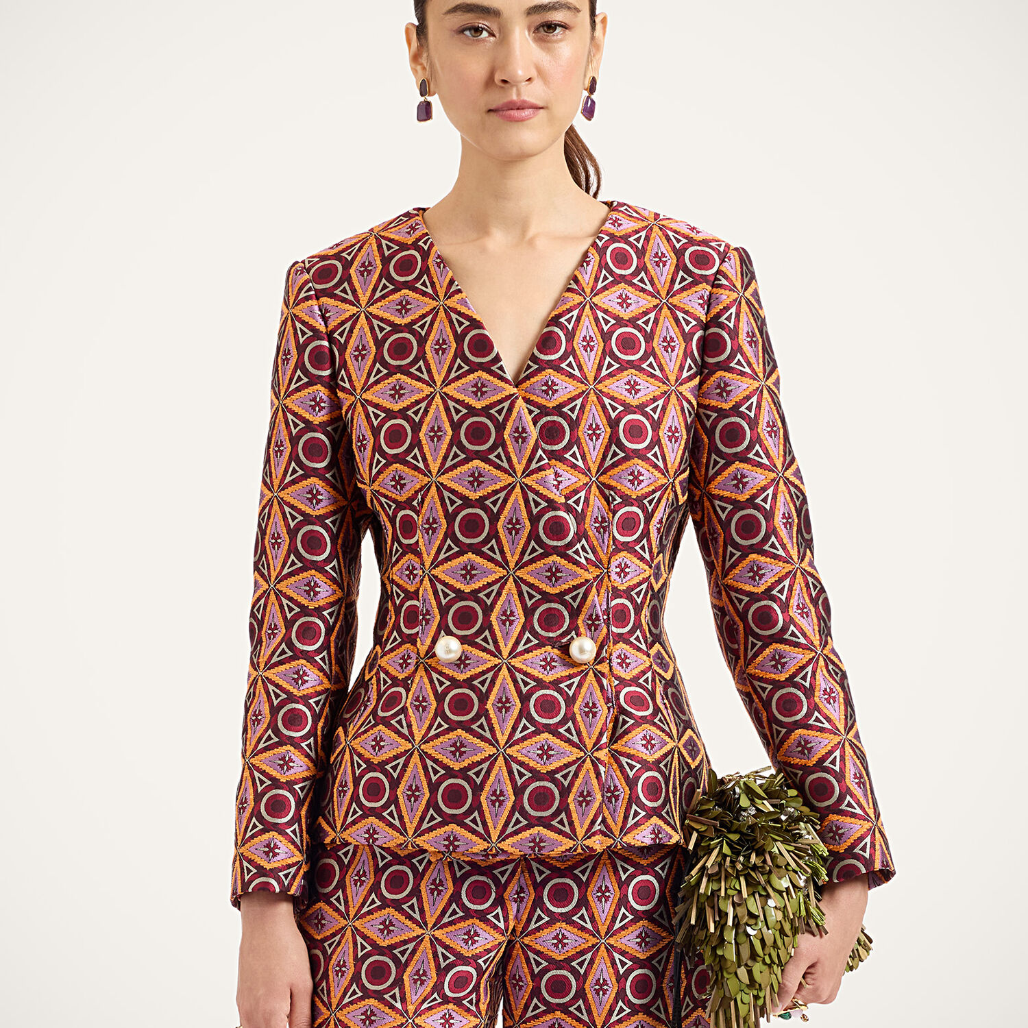 La Doublej La Milanese Jacket In Diamond Blue Petrol
