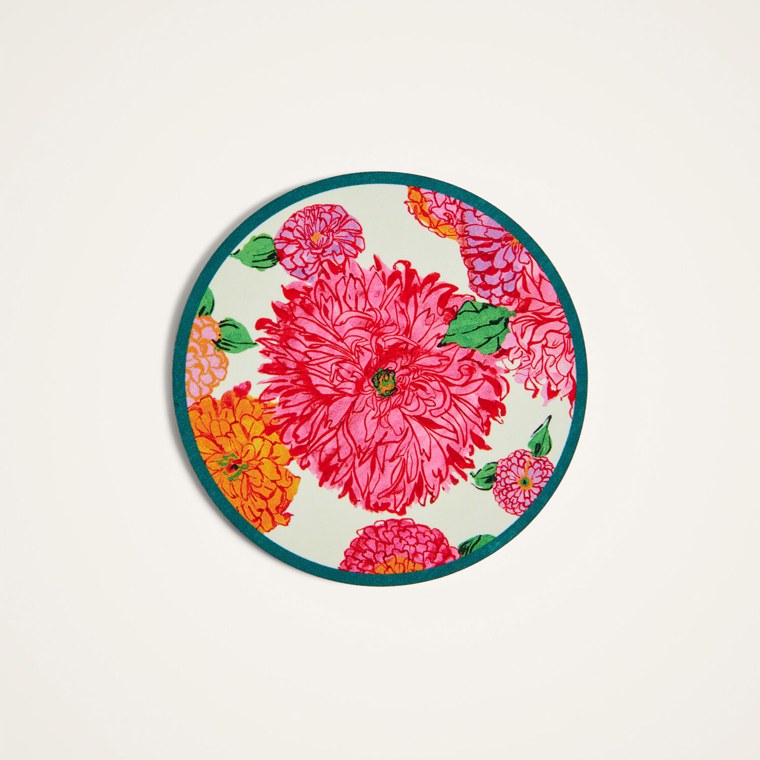  La Doublej Placemats & Runners Gend - Disk Coasters Set Of 4 Bright Blooms Pink One Size 83% Wood Fiber 12% Cork 5% Polyester 