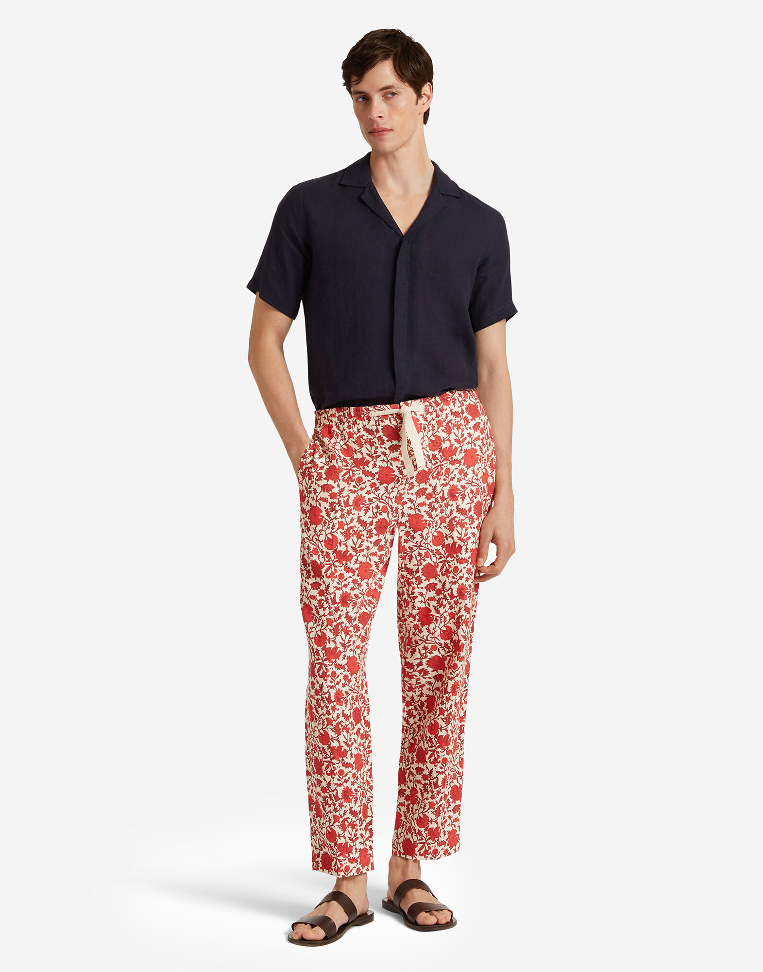 La DoubleJ Alex Trousers Dragonflower Mini Red TRO0153LIN007DRE01RE01