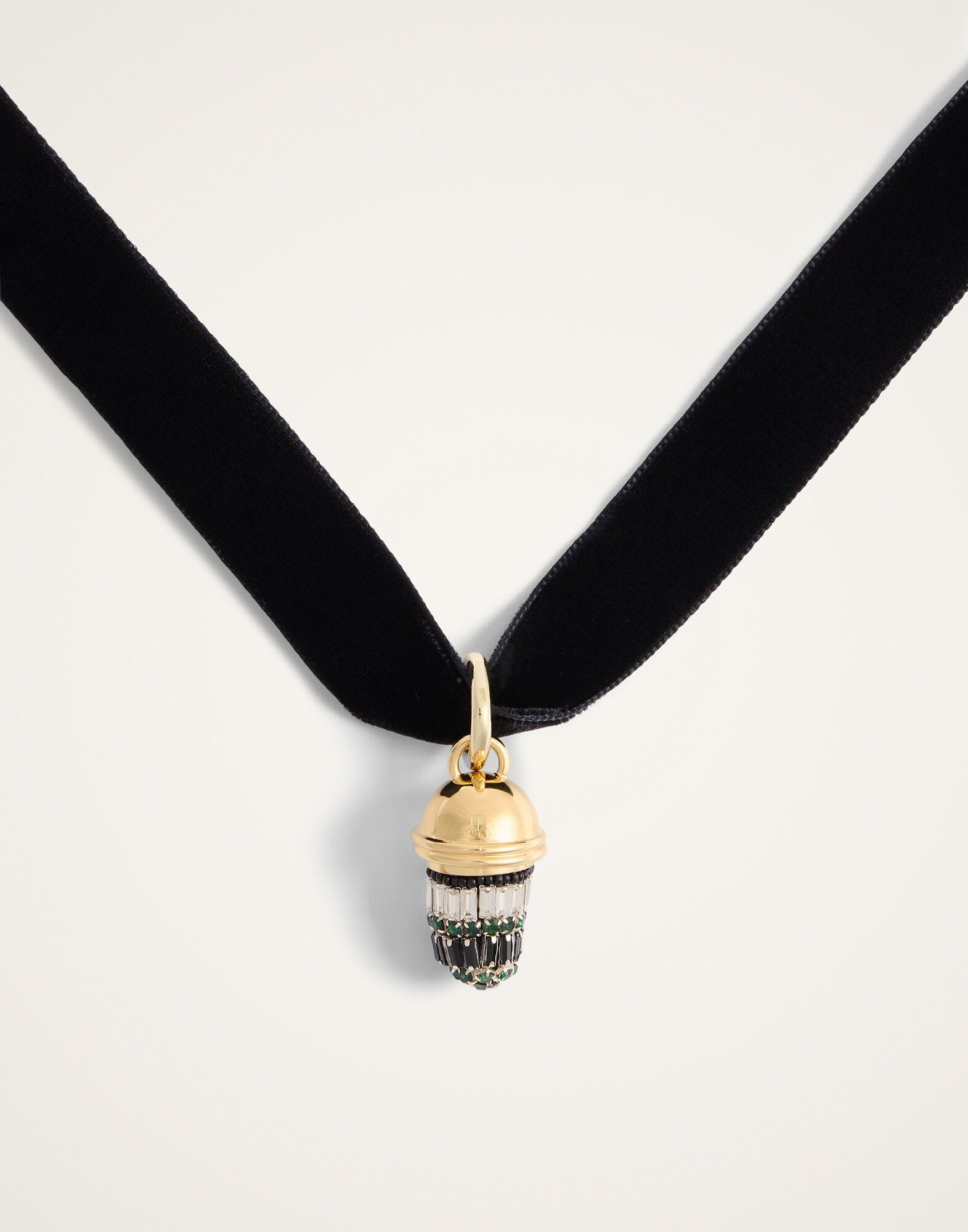 La DoubleJ Lantern Necklace 24K Gold Plate & Crystal Embroidery NEC0048BRA004SOLIDGR02