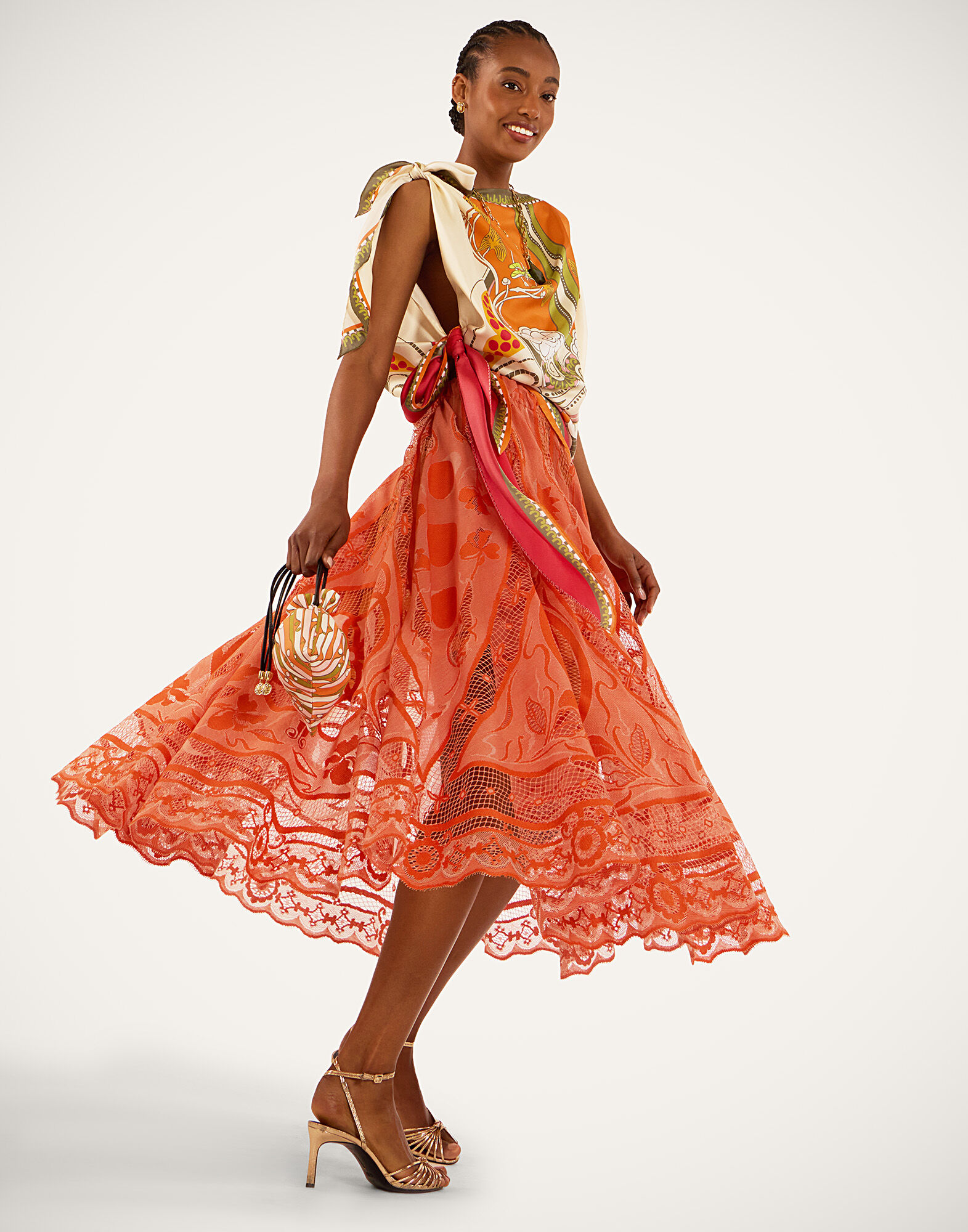 La DoubleJ Full-On Foulard Ambrosia Plac&eacute;e Orange SCA0096SIL029AMB03OR02