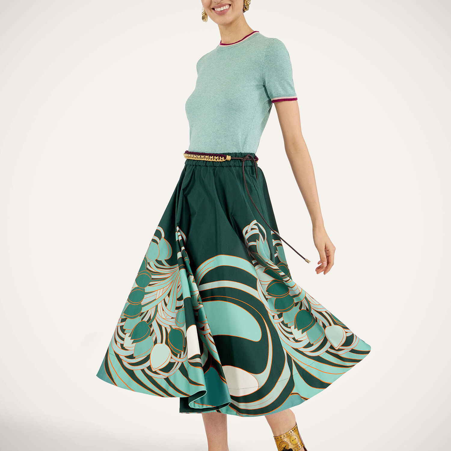  La Doublej Knitwear Women - Busy-bee Tee Solid Turquoise L 85% Cotton 15% Cashmere 