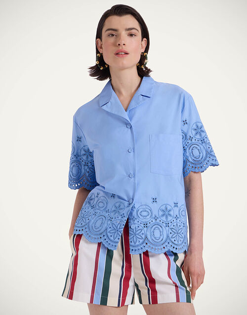 La DoubleJ Boxy Shirt Sangallo Eclipse Light Blue SHI0130SAN005ECL03BU01